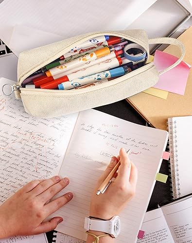 Miniatura 111 de Fmeida Estuche para lápices estético, bolsa de lápices de gran capacidad, estuche portátil para bolígrafos, oficina, papelería, bolsa de maquillaje