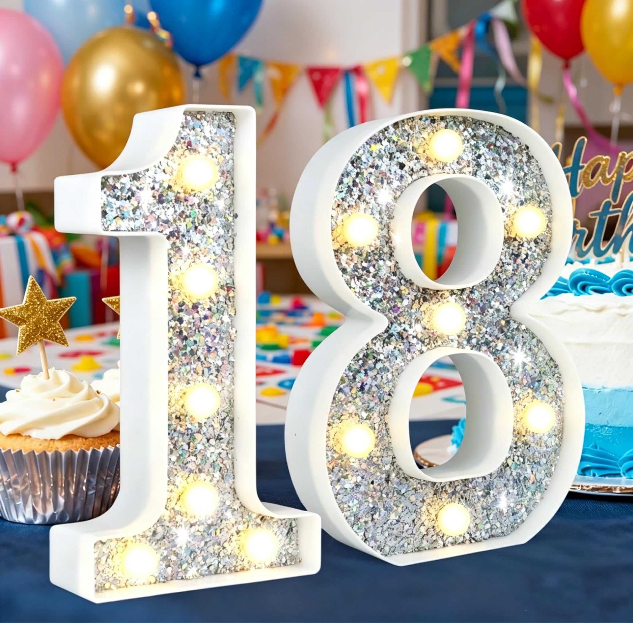 Custom LED Light Up Numbers Sign for Birthday Decoration Gifts Luminous Signs Decorative Warm Light up Numbers for Bedroom, Graduation, Wedding, Birthday Party, Indoor Table Ornament(0-9)