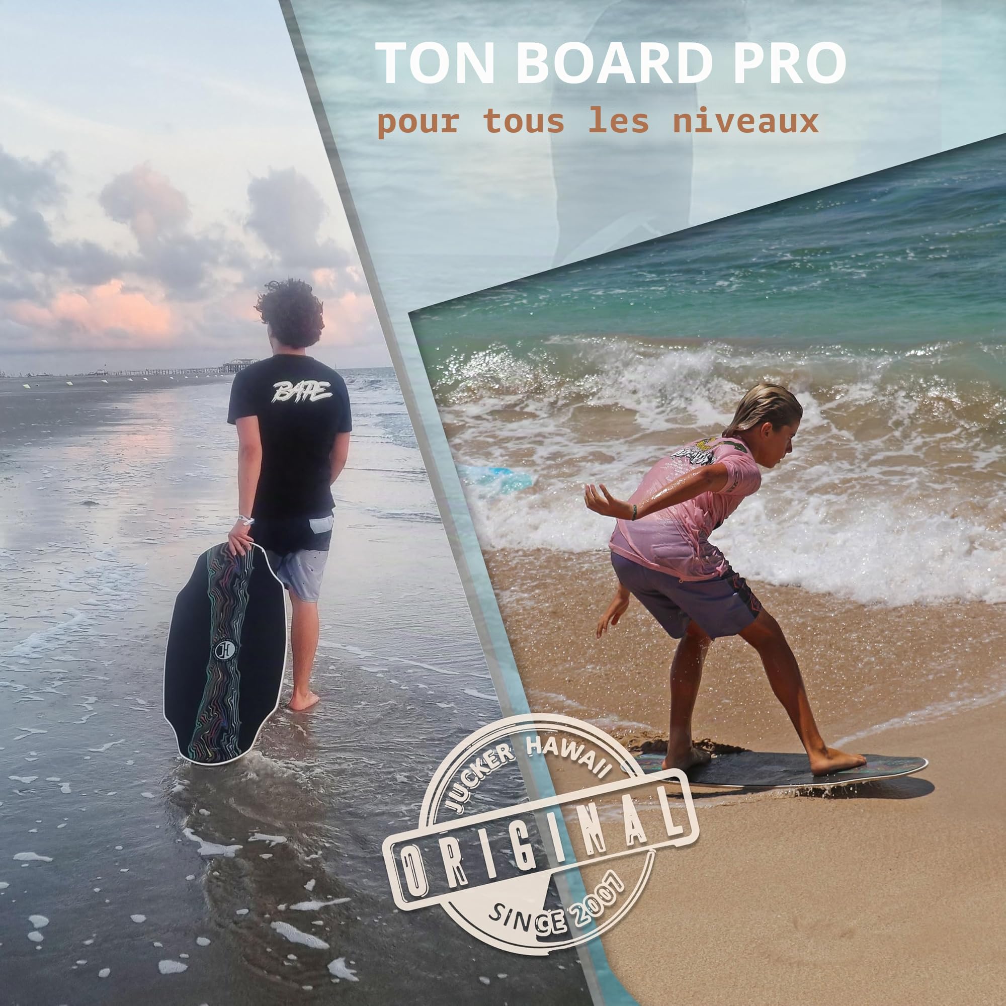 JUCKER Hawaii Skimboard HPL Lahaina Pro - Skimboard Professionnel avec revêtement HPL Double Face et Couche antidérapante EVA - Ultra Rapide, Durable et supporte jusqu'à 115 kg