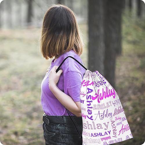 Miniatura 4 de Mochila personalizada con cordón para hombres y mujeres, pequeña bolsa de gimnasio, playa, compras, deporte, yoga, Nombre personalizado-18, Mochilas