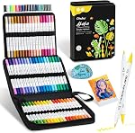 Ohuhu Marqueurs de peinture acryliques Conseils doubles : 36 Pince aux couleurs & Stylos de peinture haute opacité Acrylique Marqueurs imperméable 3D Imprime Egg Wood Glass Céramique DIY Artisans et artisans - Akaka