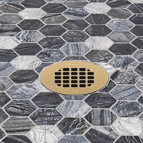 Miniatura 3 de Oatey 42360 Colador de ducha redondo universal de 4-14 pulgadas Snap-Tite en oro cepillado