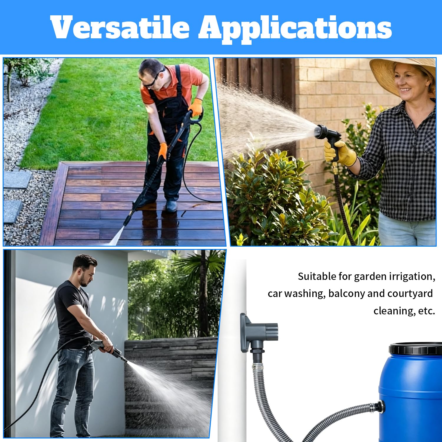 Collecteur Eau de Pluie pour Tuyau de Descente Ø 70-110mm Récupérateur d Eau de Pluie pour Gouttière Recuperateur d Eau de Pluie Récupérateur d'eau avec Accessoires de Montage