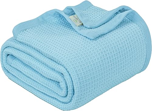 Cobija TreeWool liviana de algodón, de cuidado fácil, suave, cómoda y cálida (king size,90 x 108 pulgadas, tejido reticular)