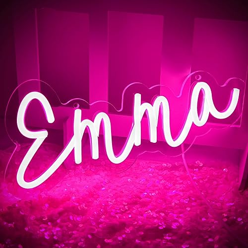 Miniatura 2 de ATTNEON Letrero de neón Emma para decoración de pared, luz LED con nombre para dormitorio de niños, decoración de fiesta de cumpleaños, tamaño 11.8