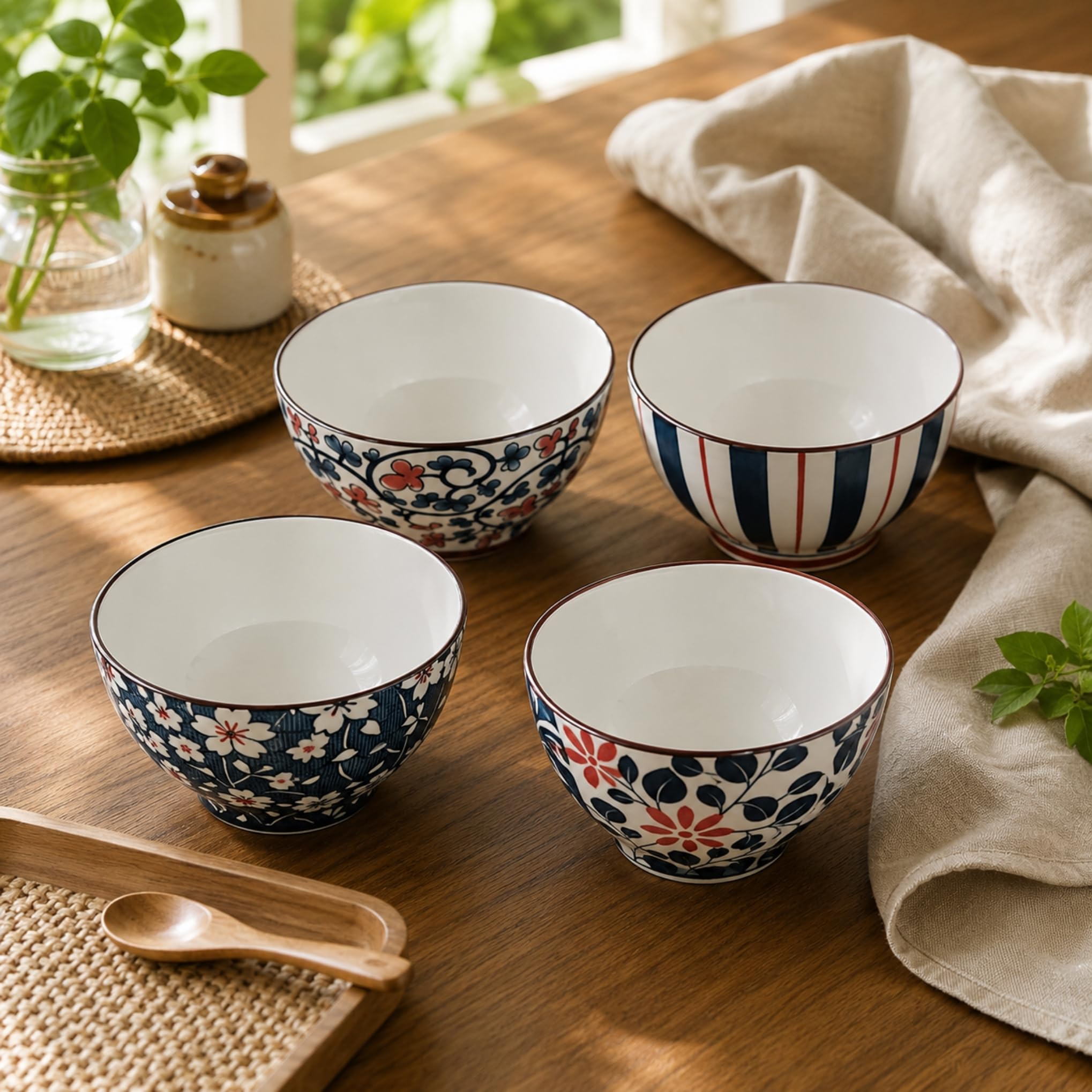 Ceramic Bowl Set - 4 Stylish Serving Bowls -4