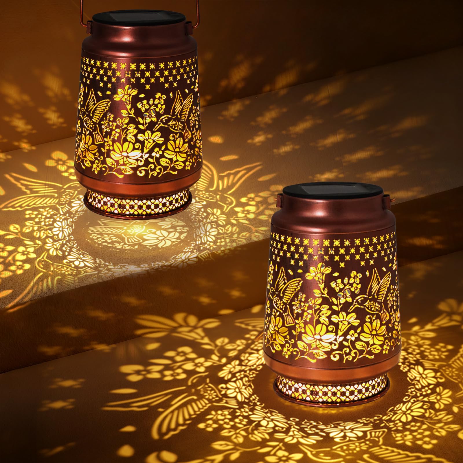 Photo 1 of 2 Pack Hummingbird Solar Lanterns Outdoor Waterproof, Garden Decor Birthday Gifts for Women Mom Grandma Sister, Metal Hanging Solar Lights Outside Decorative for Backyard Patio Lawn Pathway Landscape