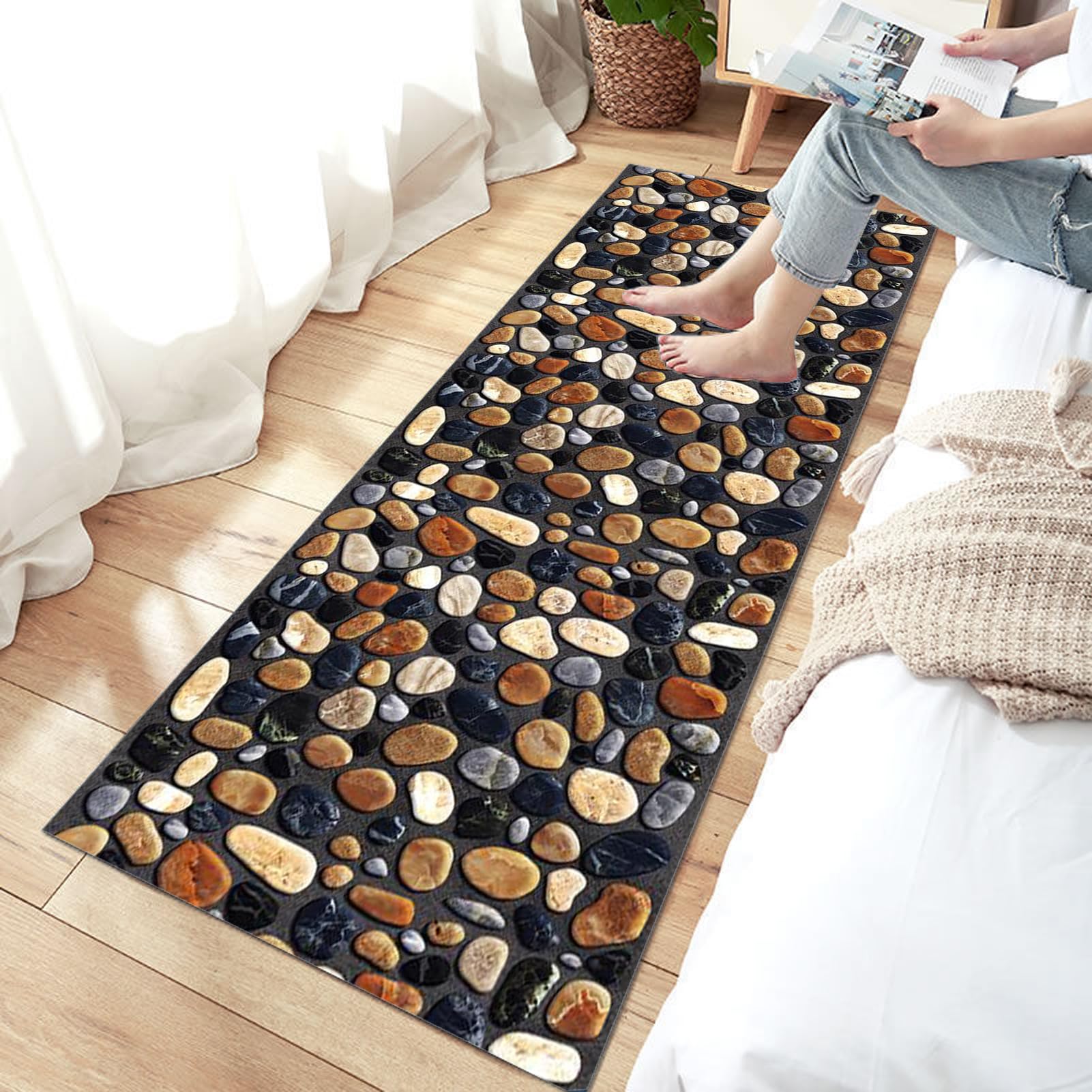 70x180cm Läufer Teppich Flur rutschfeste Flurläufer Teppich Schwarze Küchenteppich Teppichläufer Läufer waschbar für Wohnzimmer Flur Büro Schlafzimmer Küche Terrassen Esszimmer Balkon