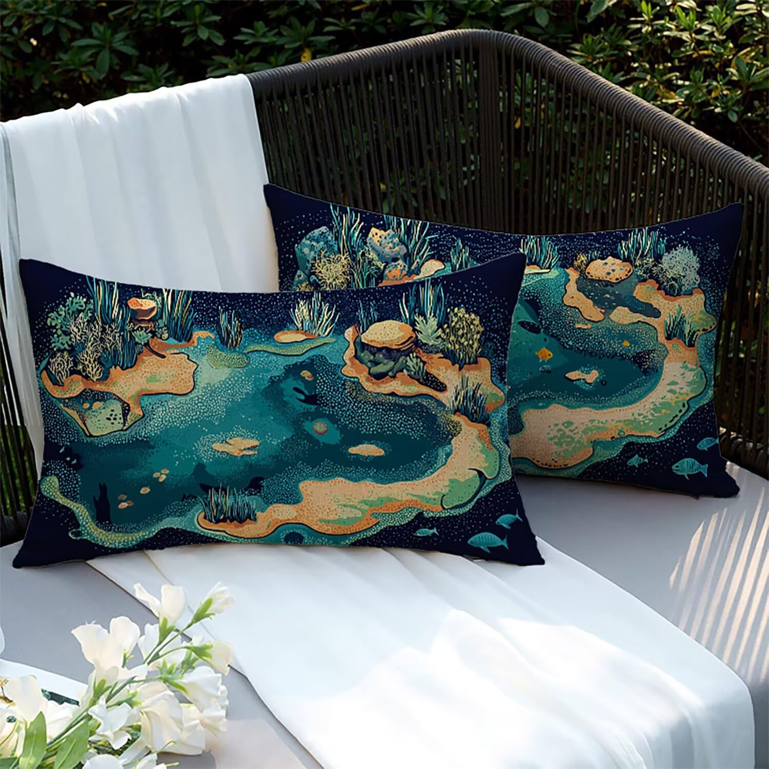 Taie d'oreiller extérieure imperméable corail 75x50cm anti tache pour canapé lit