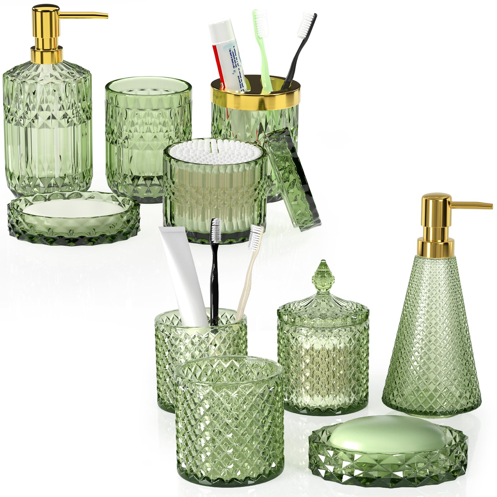 10 Pcs Modern Premium Green Bathroom Accessory Set