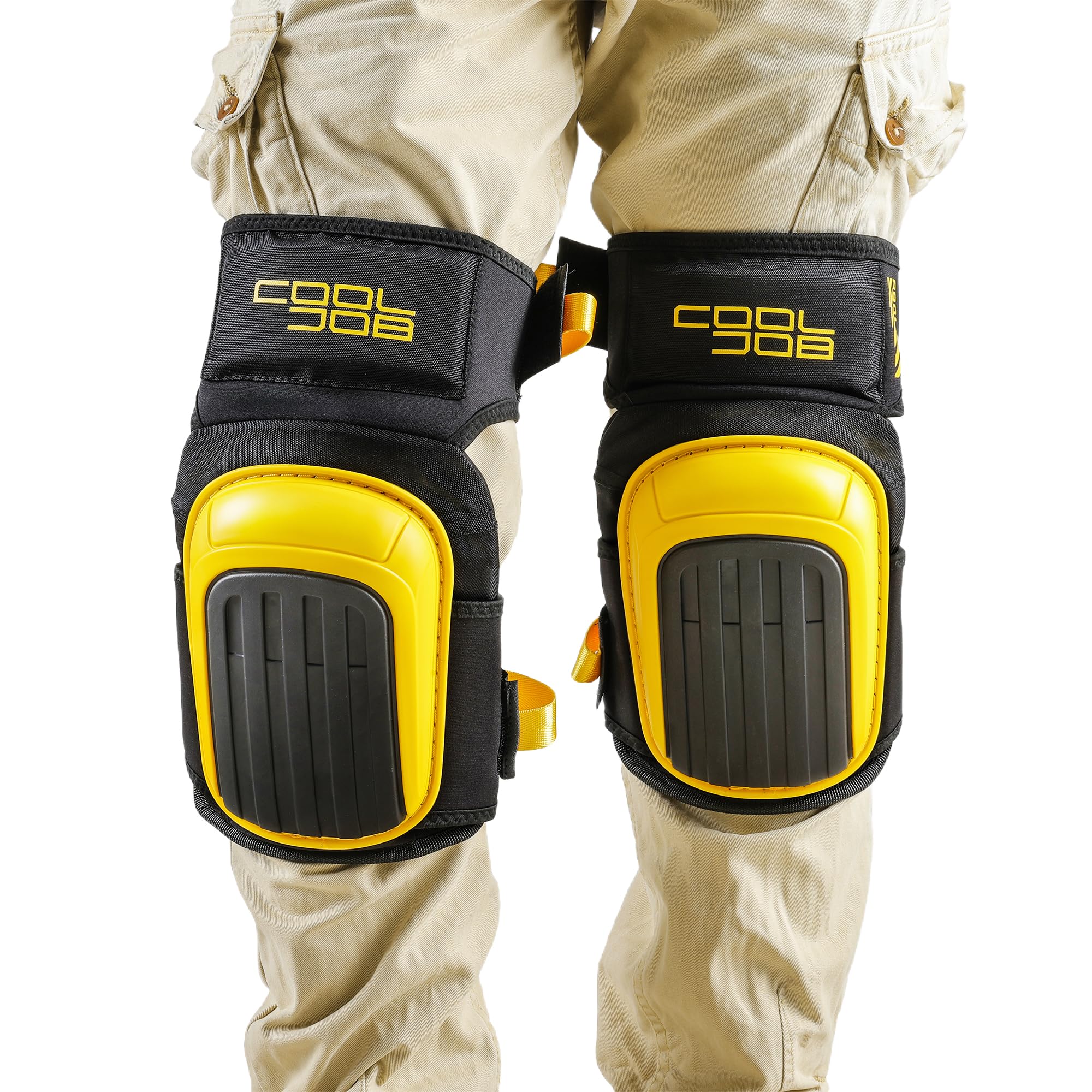 Professional Knee Pads with Heavy Duty Anti-Slip Cap, Comfortable Foam Cushion and Extra Thick Gel Padding for Construction Flooring, Reinforced & Adjustable Straps, Yellow