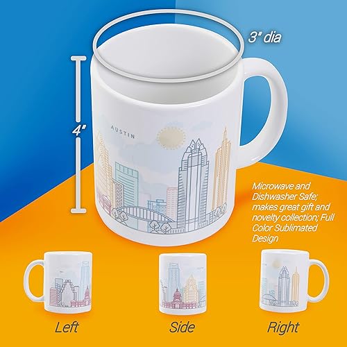Miniatura 6 de Vastigo Taza de cerámica de 11 onzas con caja de regalo, las mejores ciudades de Estados Unidos para café, té, apta para lavavajillas, apta para