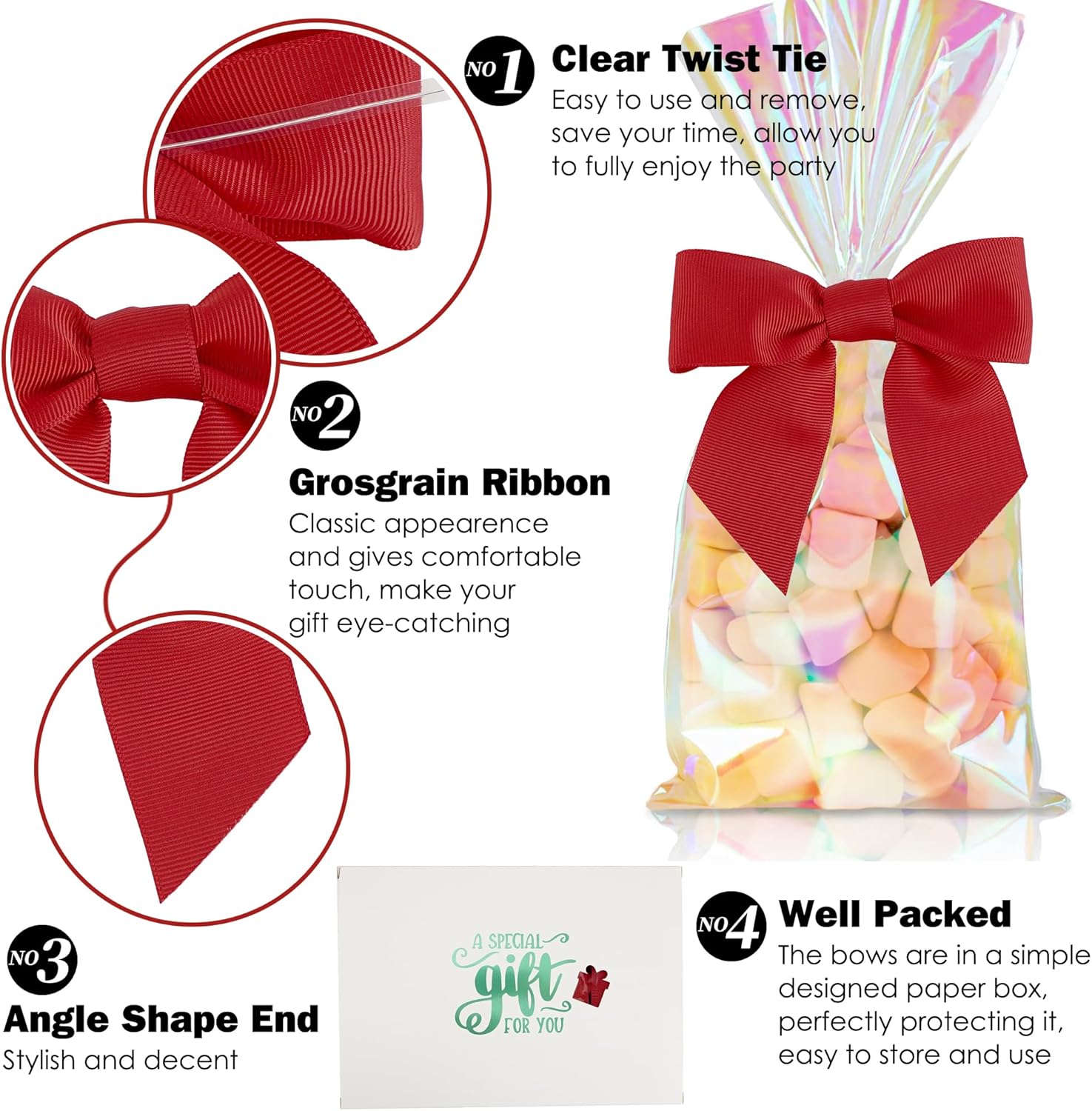 36 PCs 4.5 Inch Red Bow Grosgrain Ribbon Bows for Gift Wrapping, Gift Bows for Presents, Red Bow Party Decorations, Twist Tie Bows for Baby Shower, Wedding, Easter, Birthday Party - Image 3