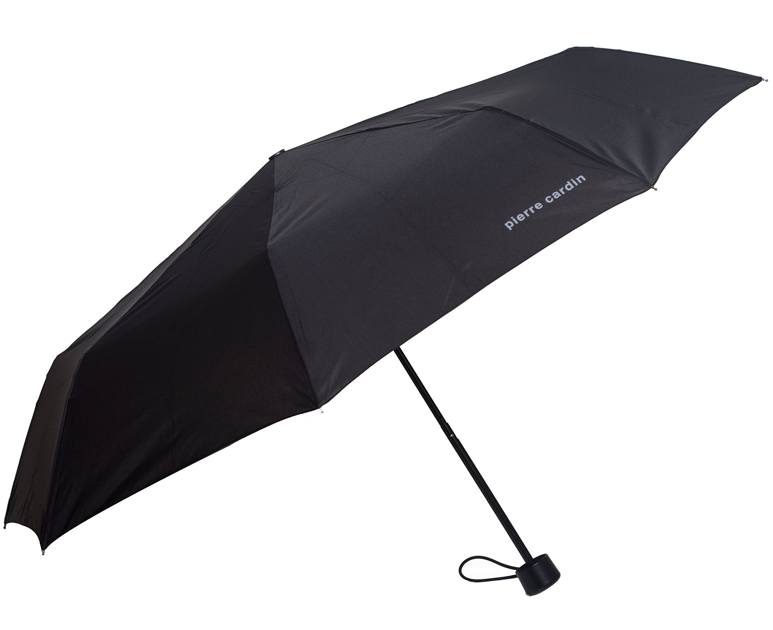 Pierre Cardin Black Designer Folding Umbrella, Strap On Handle