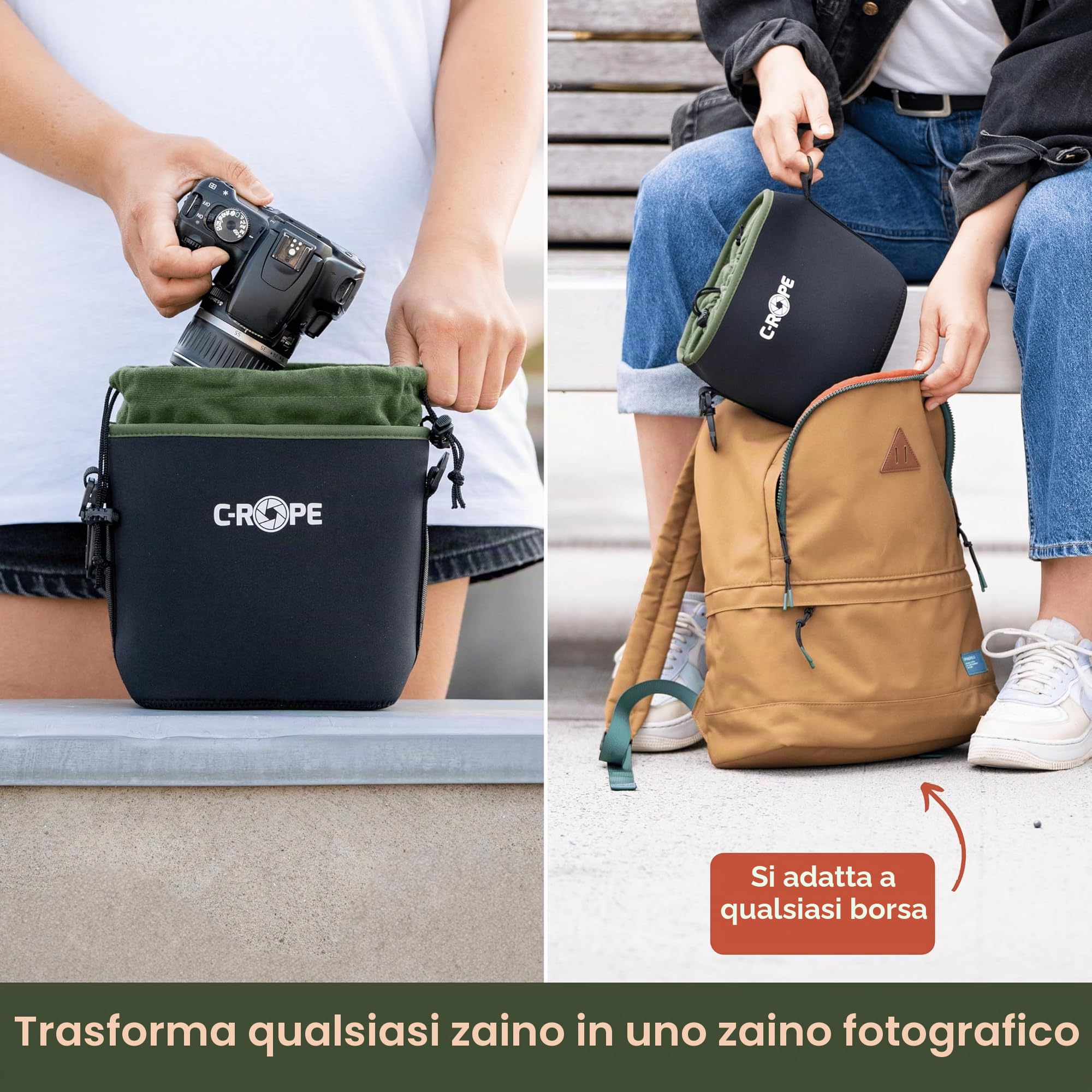 C-Rope Borsa per fotocamera in neoprene, custodia in neoprene con imbottitura in pile, impermeabile, accessori per fotocamera