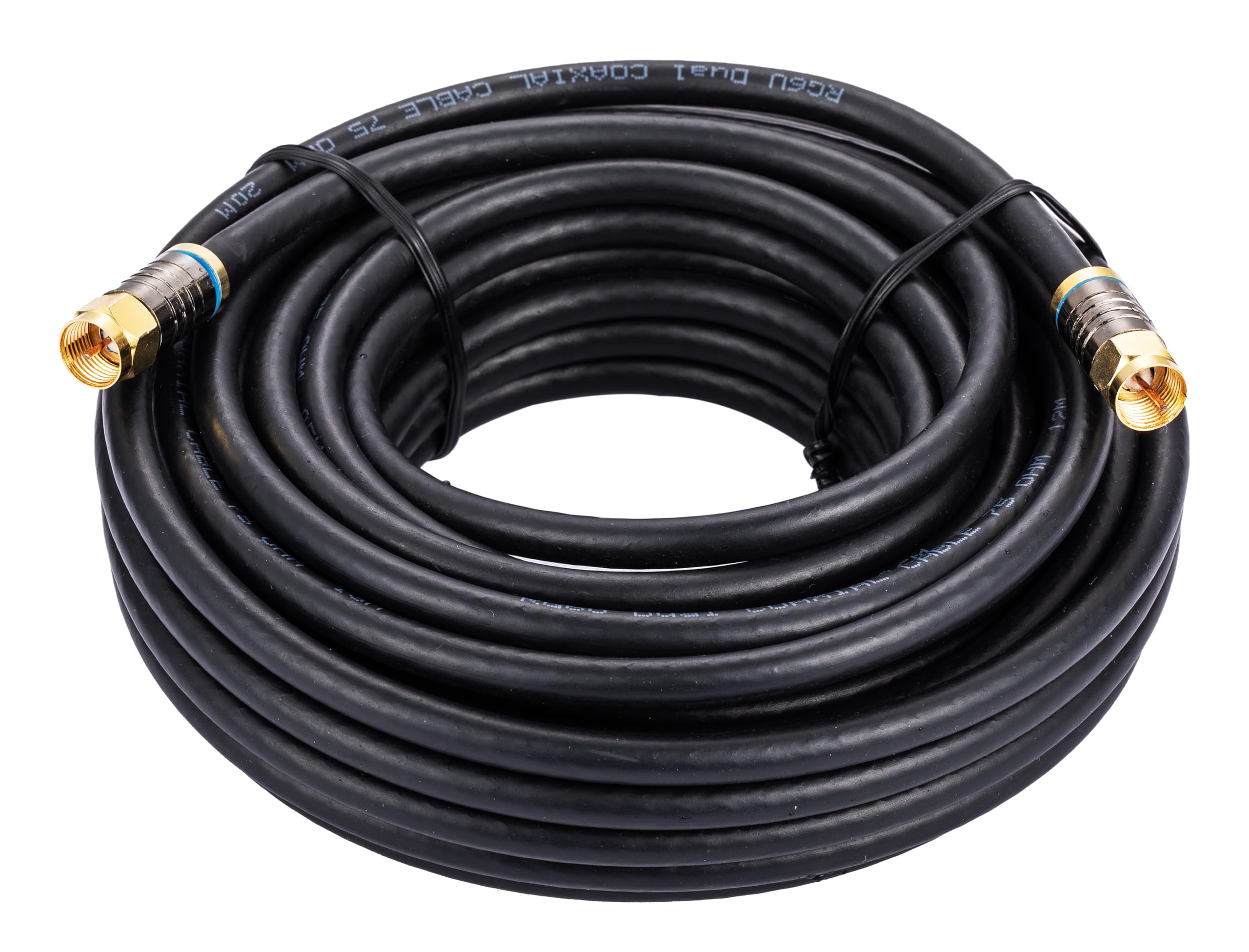 Cables Direct Online 20M Black RG6 Coax Dual Shield Outdoor/Indoor Coaxial BNC Extension Wire For Satellite Dish TV Antenna