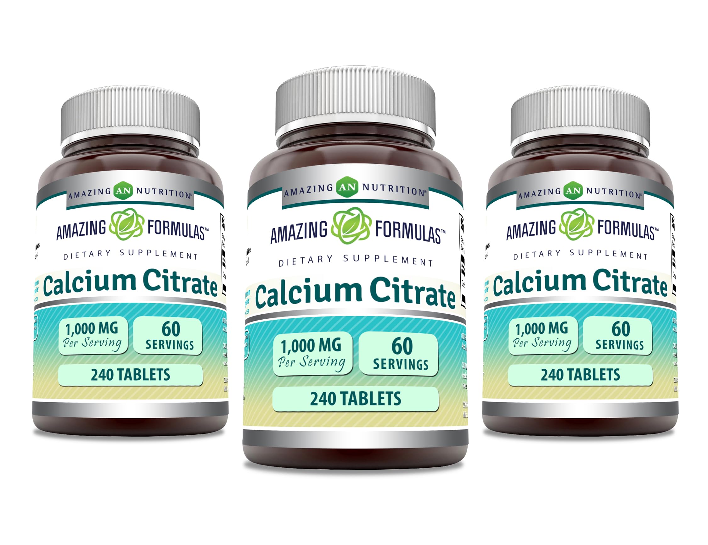 Amazing Formulas Calcium Citrate Supplement | 1000 Mg | Tablets | Non-GMO | Gluten Free | Made in USA (3 Pack, 240 Count) Unflavored - 240 Count 360 Count (Pack of 2)