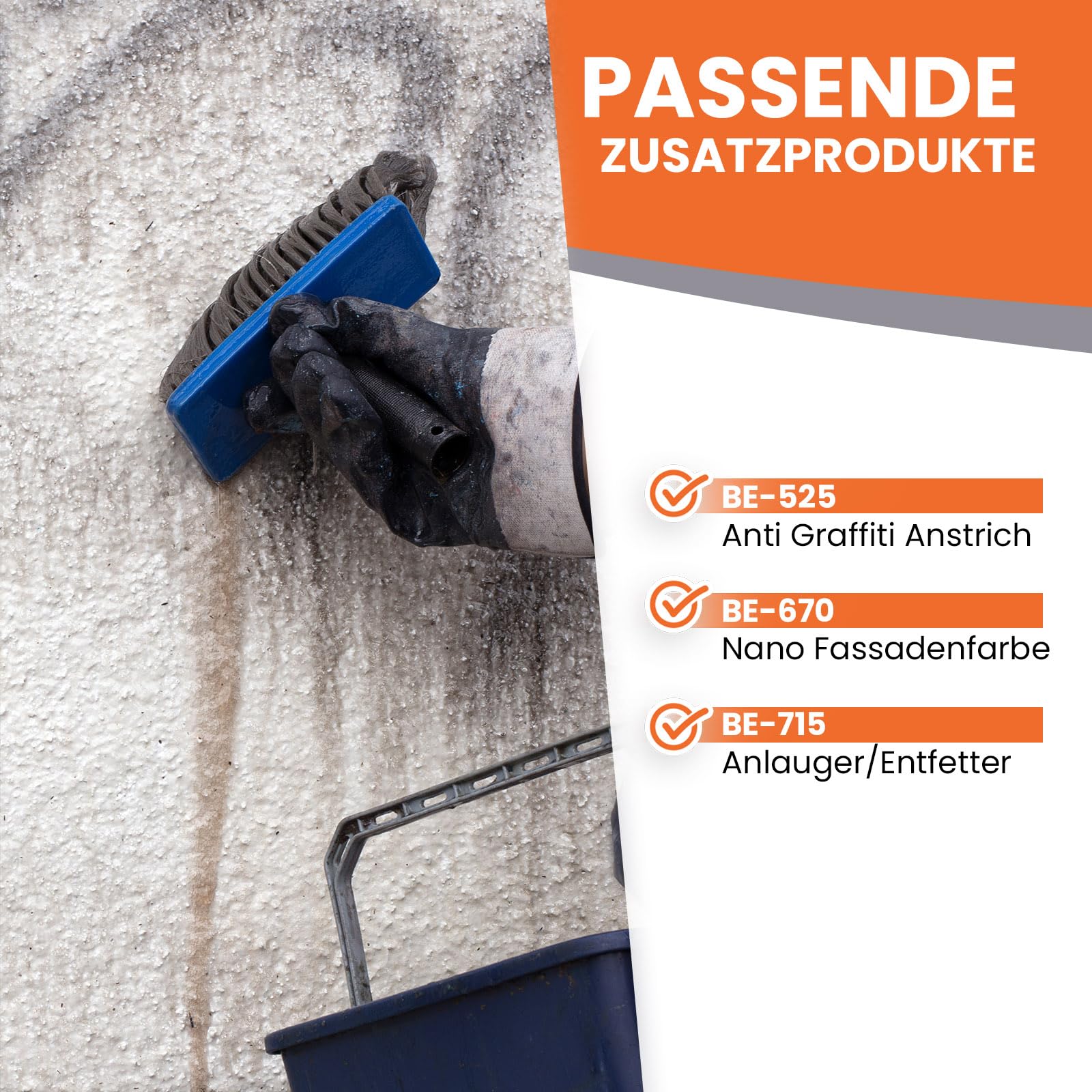 BEKATEQ LS-717 Graffiti-Entferner Reinigungsset 2x 0,75l + Bürste + Vliestuch