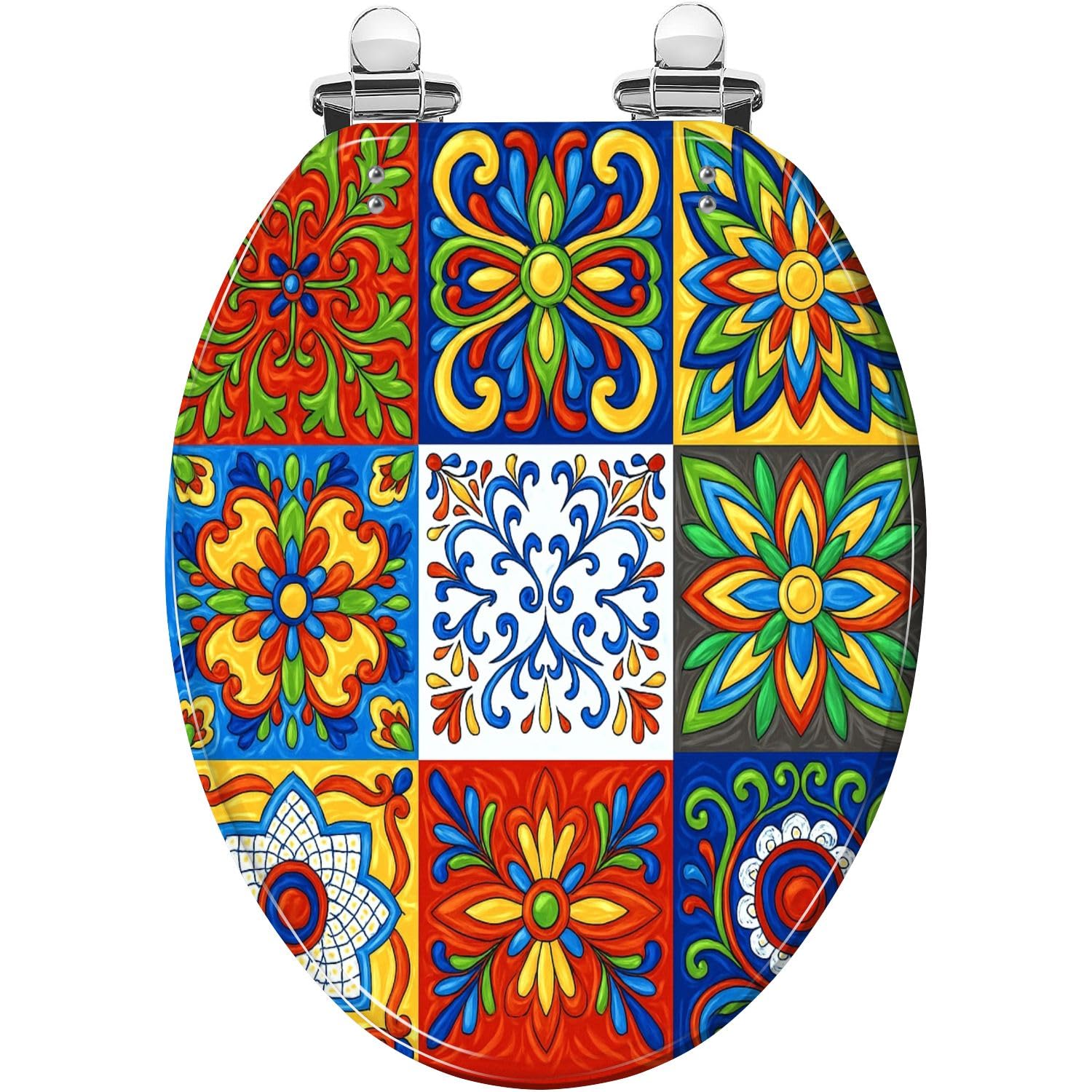 Sedile WC rotondo in ceramica Talavera messicana per bagno