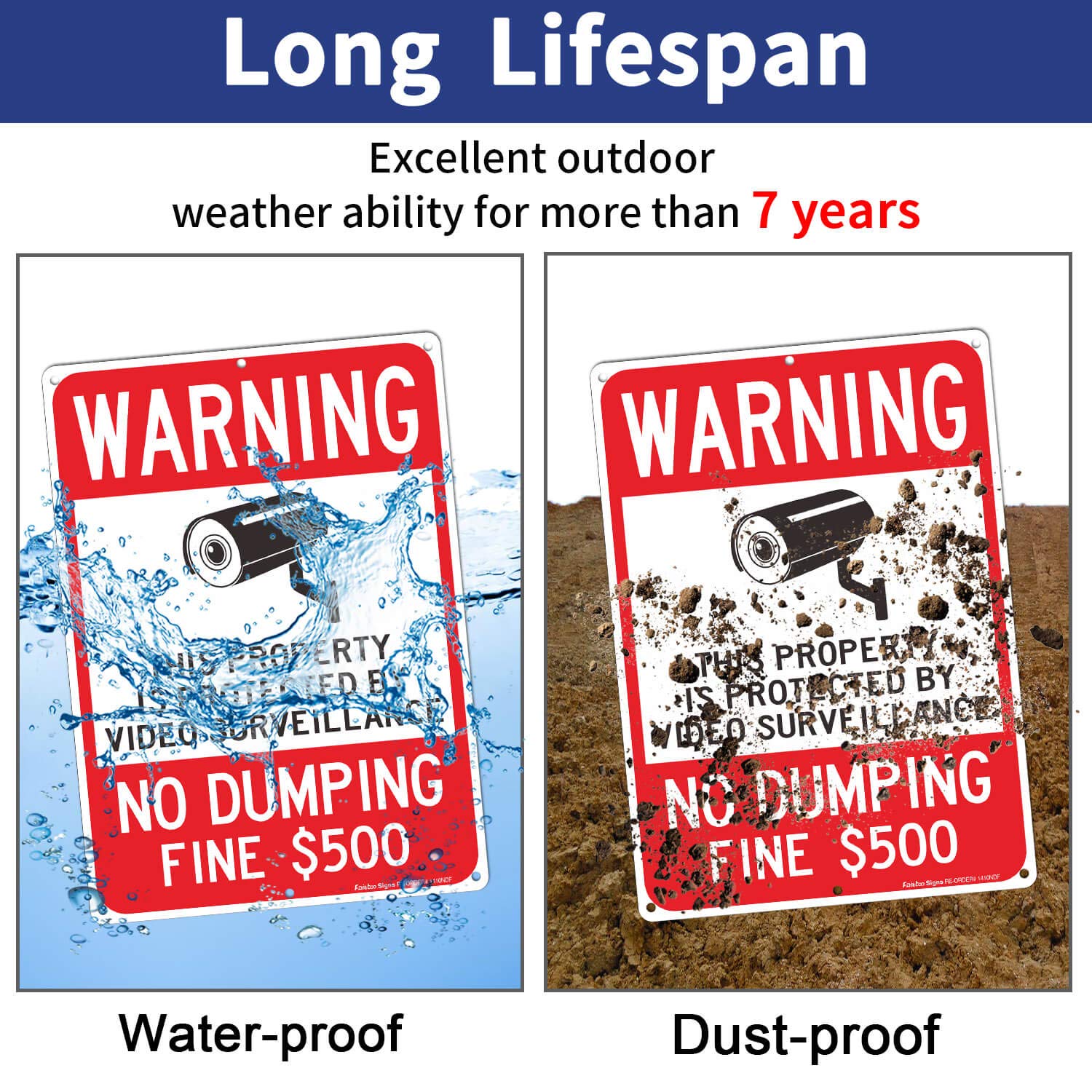 SmartSign Metallschild 'Warning – No Dumping' – 45,7x30,5 Cm, Aluminium, Reflektierend (mit 3M-Laminat, Wetterfest, Für Grundstücke)