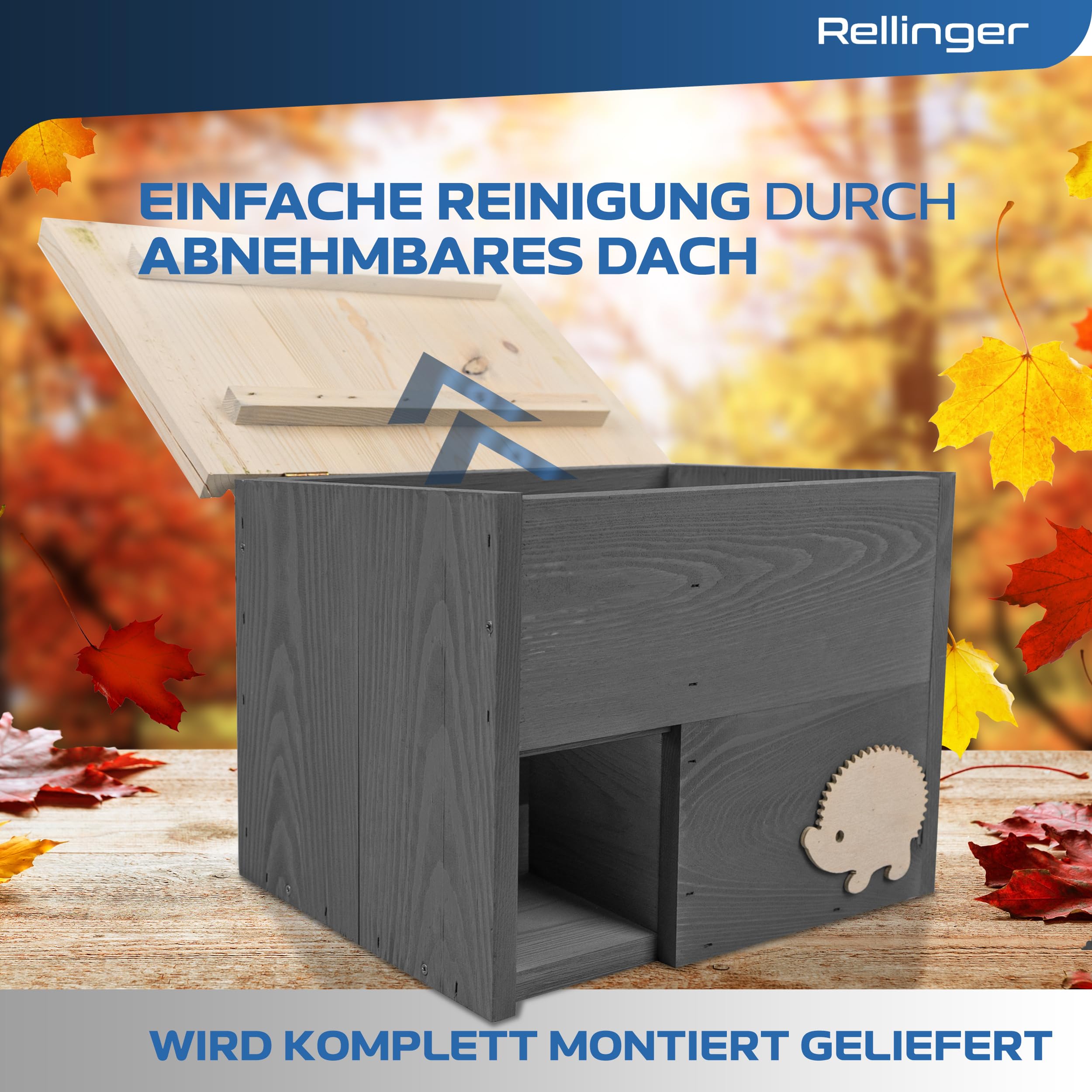 Igelhaus Winterfest mit Boden Premium Igelfutterhaus mit Labyrinth Eingang Igel Schlafhaus