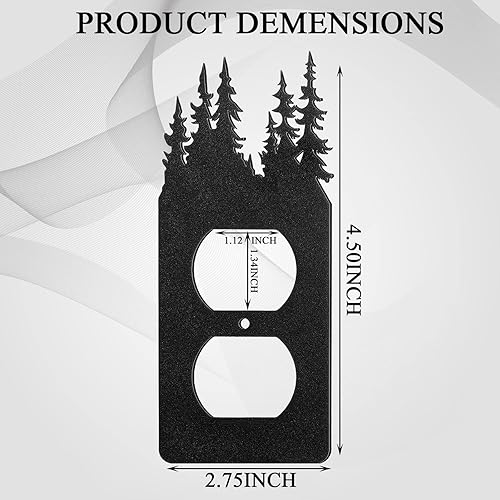 Miniatura 3 de Kingdder 12 Piezas Cubierta de Interruptor de Luz de Metal con Oso Alce Árbol Montaña Alce Negro Placa de Interruptor de Luz Bosque Tomacorriente
