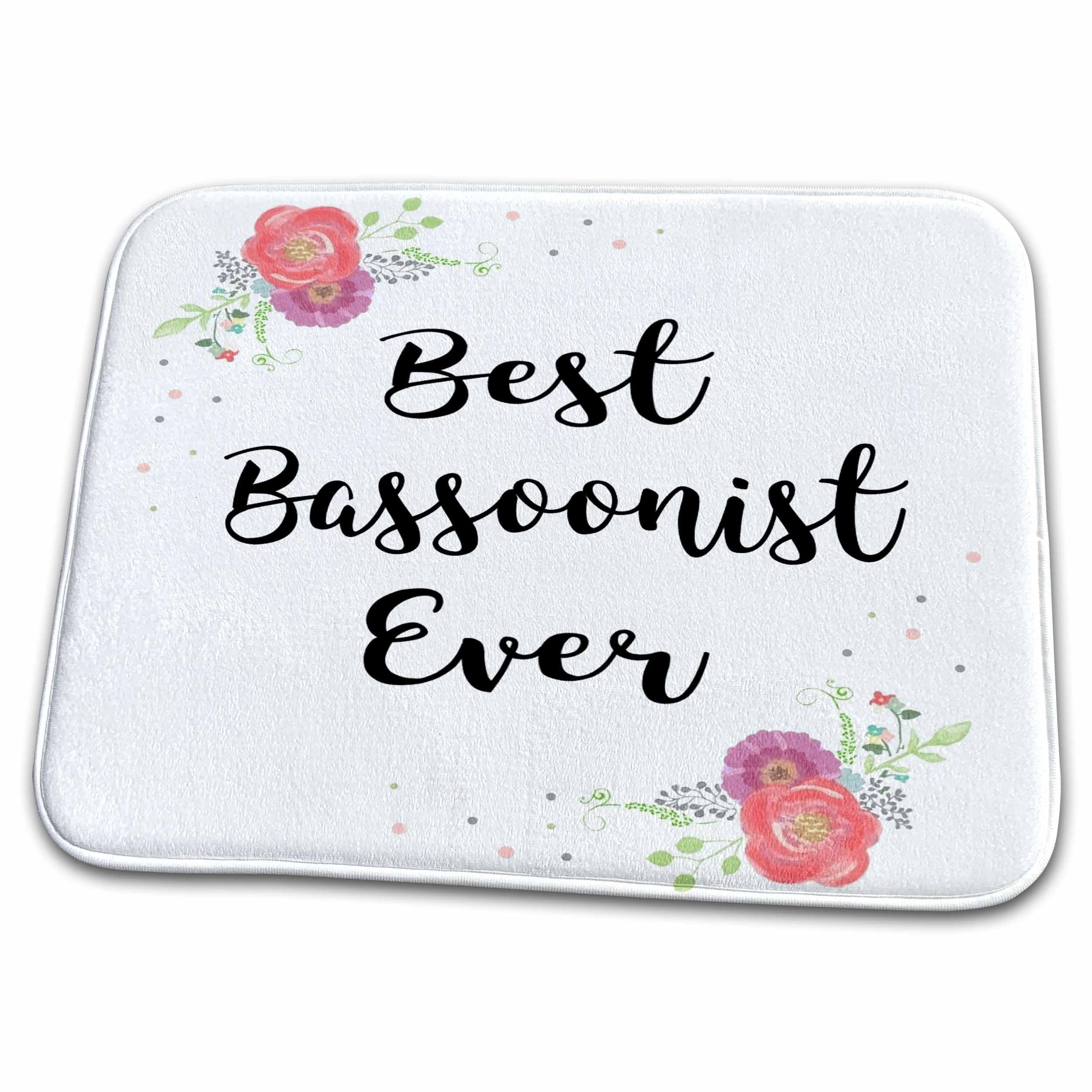 3dRose Bathroom Bath Rug Mat - Floral Best Bassoonist Ever Watercolor Pink Flowers Bassoon Player Love Series