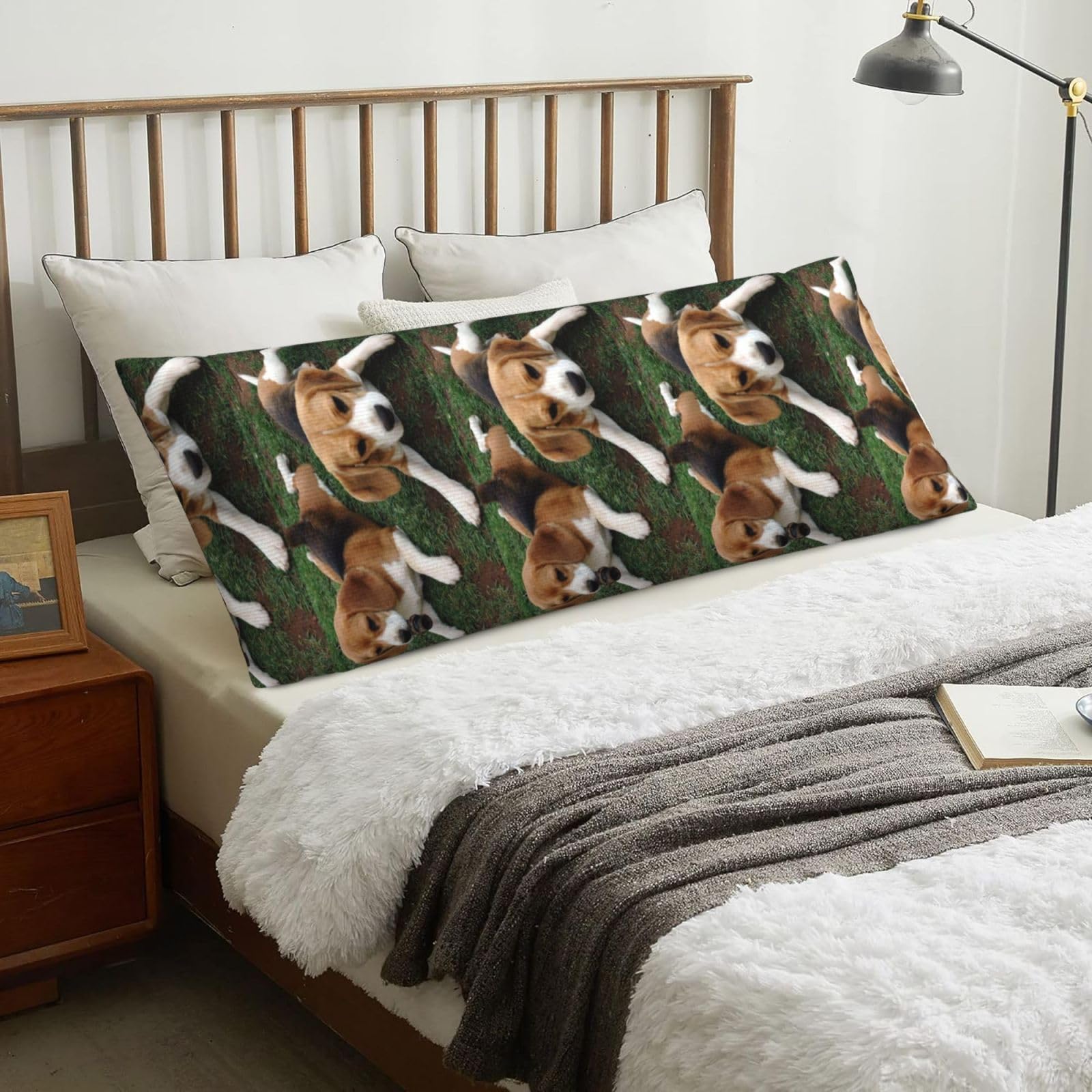 Beagle Puppies, Body Pillow Cover with Zipper,Long Body Pillowcase 20 x 60 in
