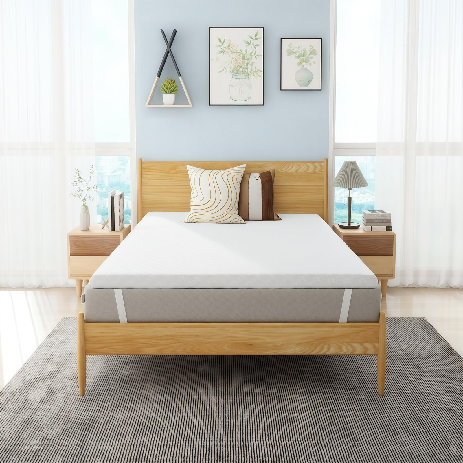 Panana Memory Foam Mattress Topper,Small Double Bed 5cm Thick Mattress Topper with Removable Washable Zipped Cover,Orthopedic Mattress Pad for Back Pain (White, Small Double-5cm)