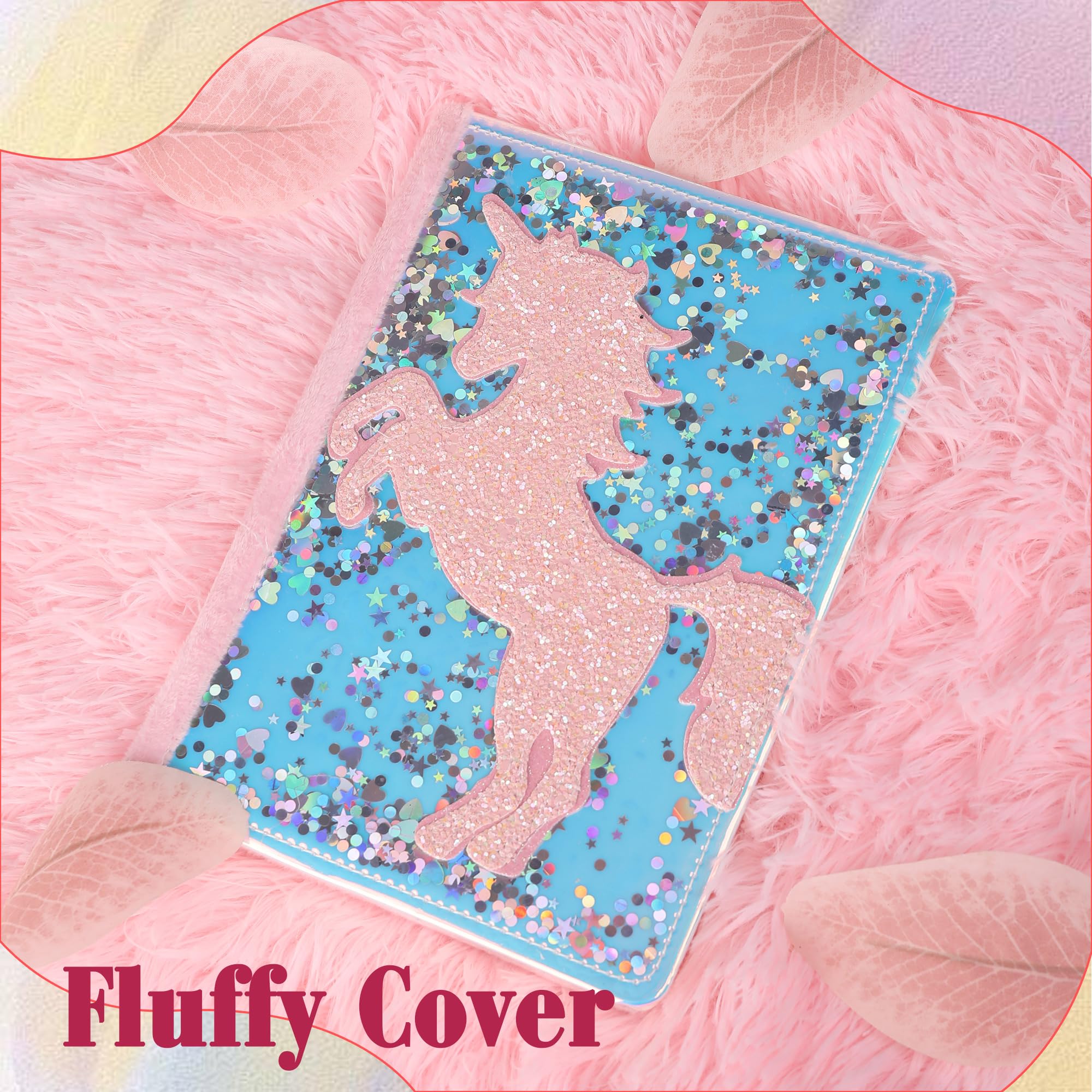 TIEFOSSI Unicorn Glitter Diary for Girls Gift for 6 7 8 9 10-12 Year Old Girl - Image 3