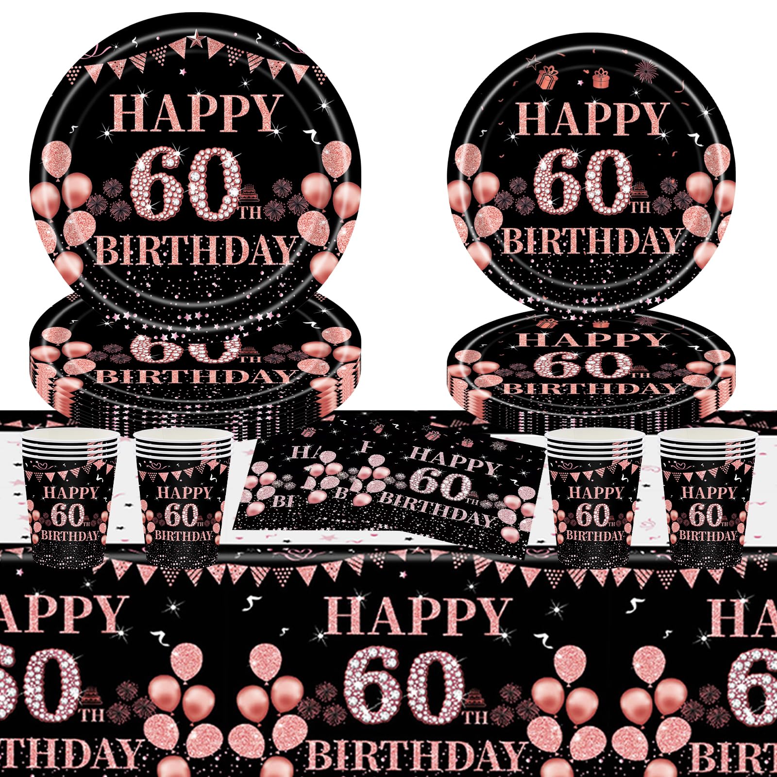 Bicchieri Di Carta 60&deg; Compleanno - Set 16 Pezzi Blu Argento - 250ml - Decorazione Festa