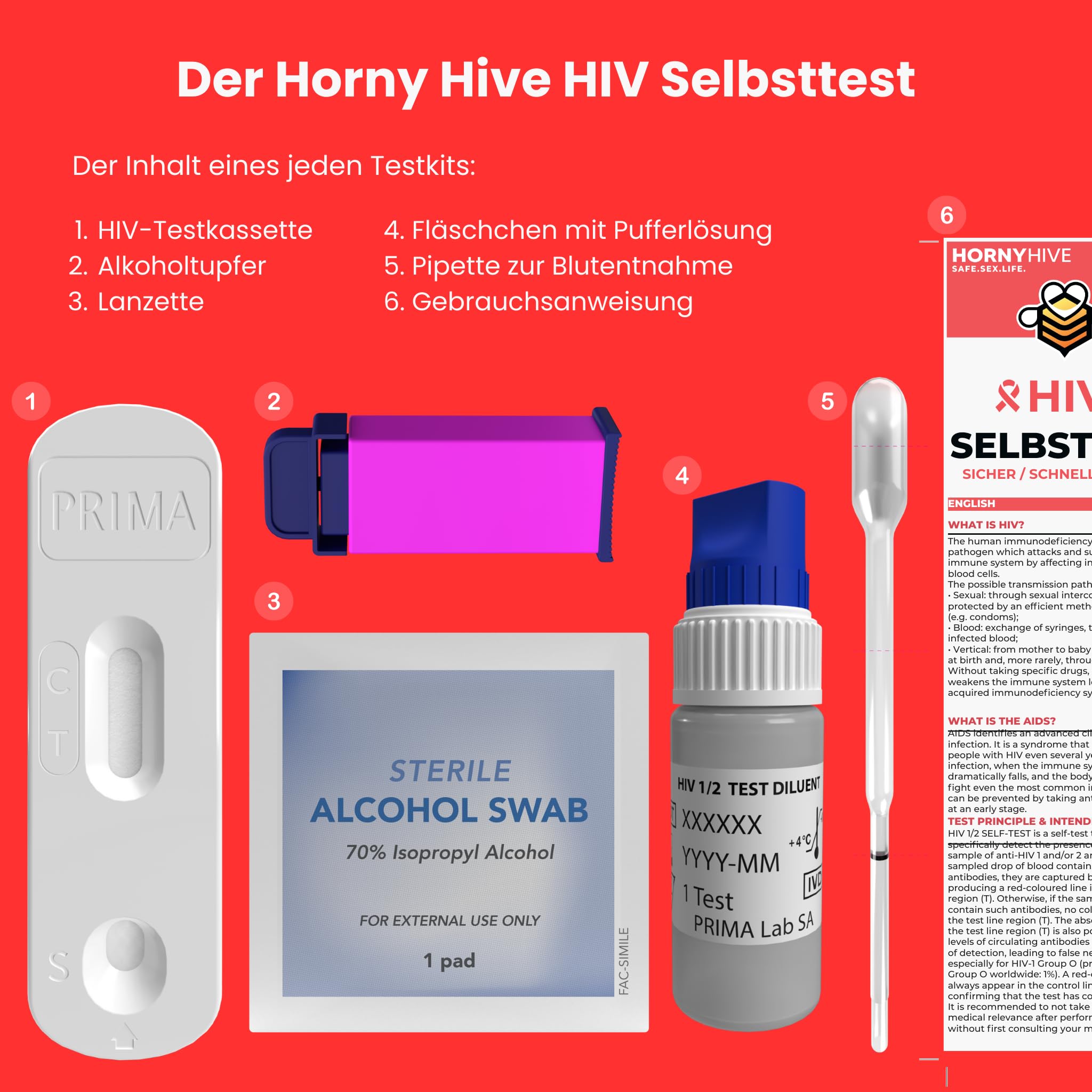 HIV Schnelltest - Selbsttest für Zuhause - Anonym und sicher testen - Ergbnis in Minuten - HIV/AIDS