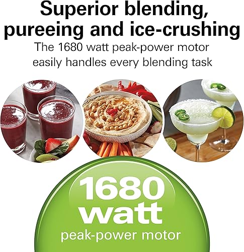 Miniatura 3 de Hamilton Beach PowerMax Licuadora de rendimiento profesional para batidos y batidos, puré y triturador de hielo, tarro de vidrio sin BPA de 48