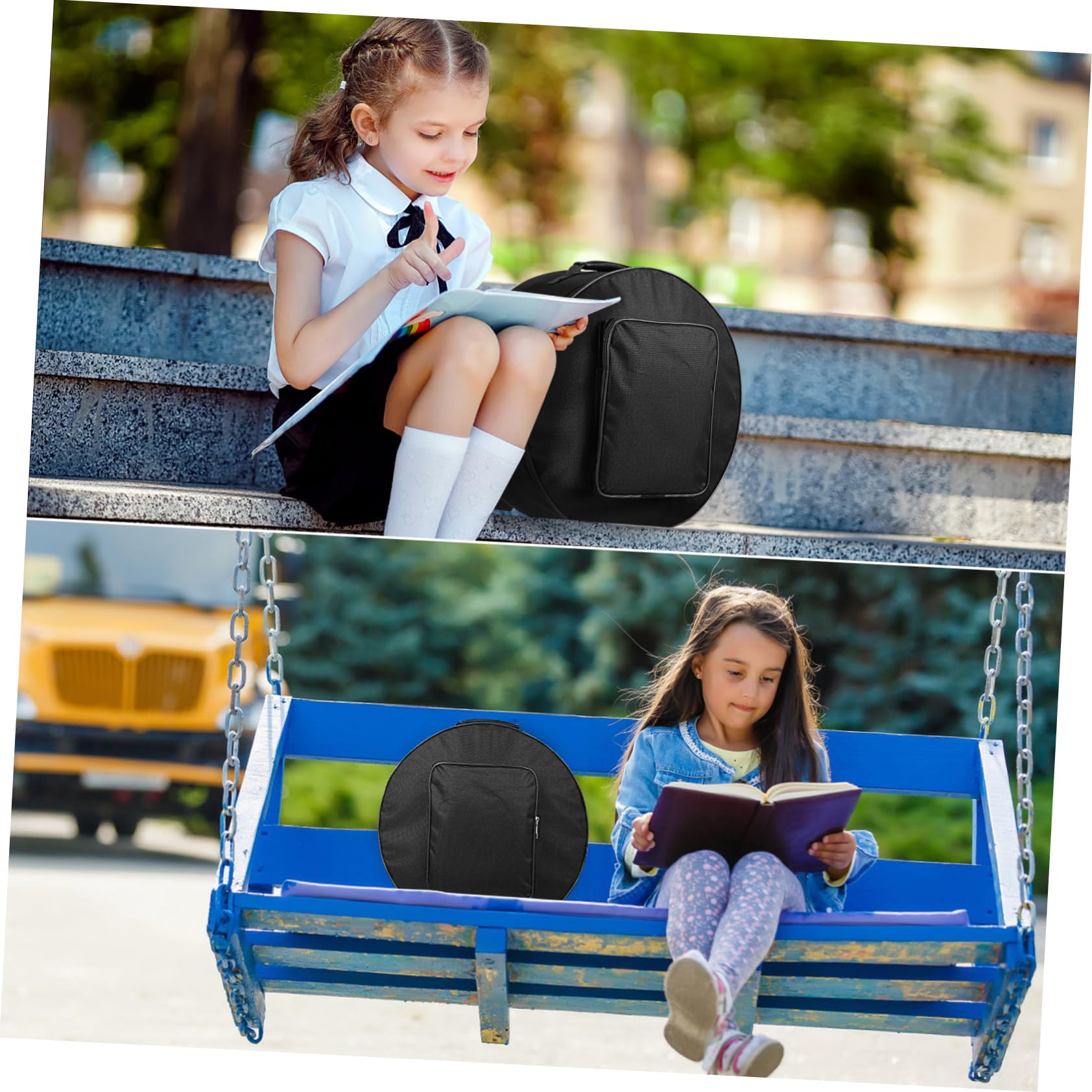 Toyvian Mochila Portátil para Caja de Batería de Nylon Negro Asa de Transporte y Protección para Instrumentos de Percusión Redonda