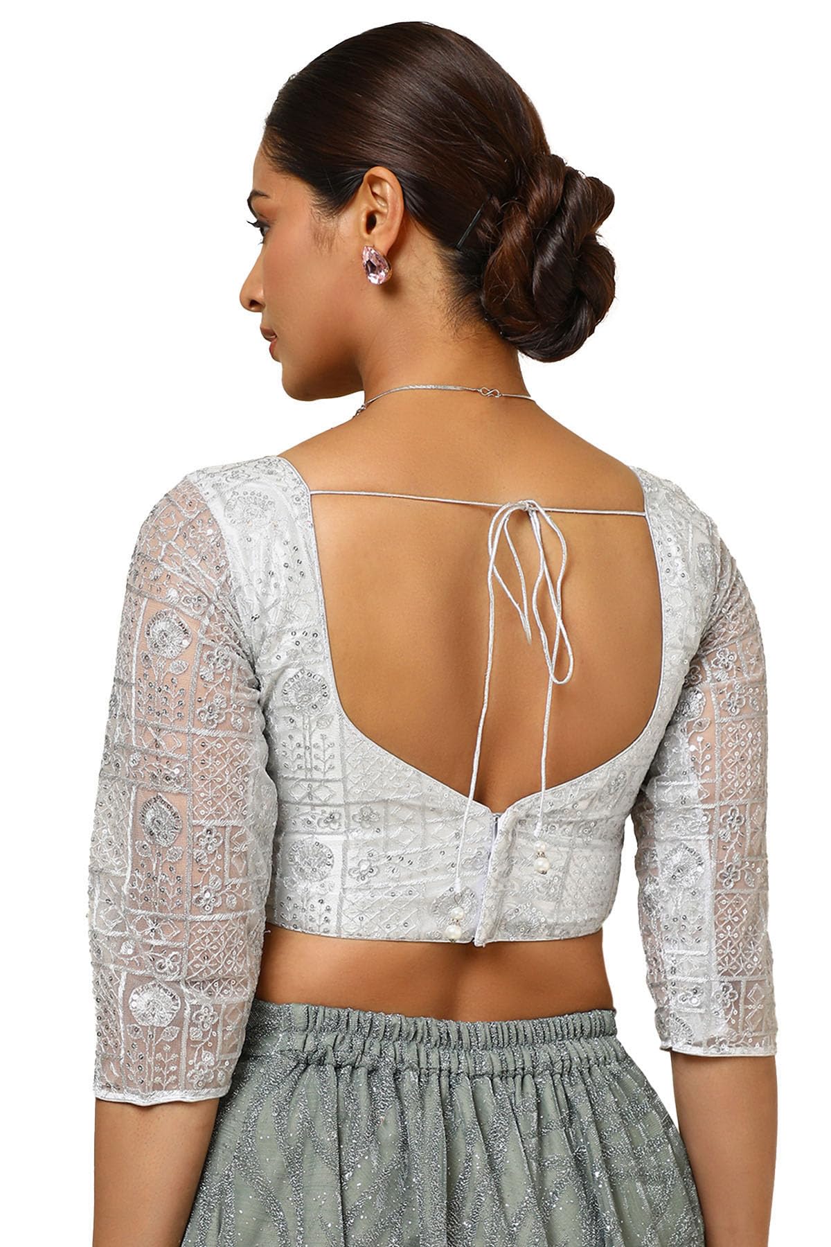 Soch Blusa acolchada de red adornada con lentejuelas para mujer
