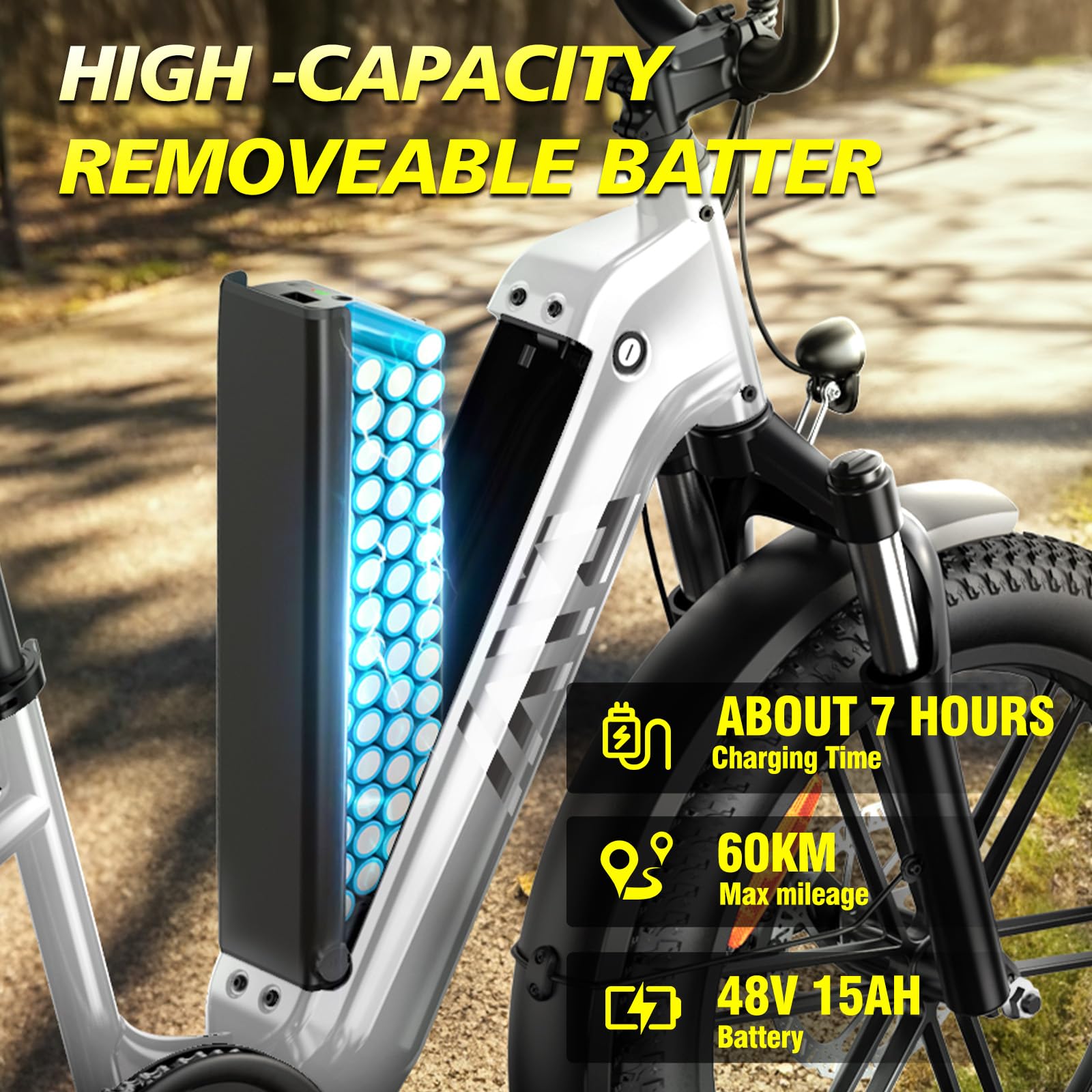 TST Bicicleta Eléctrica para Adultos con Asiento Trasero y Control por App, Bicicleta Cargo 20" Llantas Fat Batería 48V 15Ah 250W Autonomía 60KM Carga 204kg, Portaequipajes, Suspensión, Cuadro Bajo
