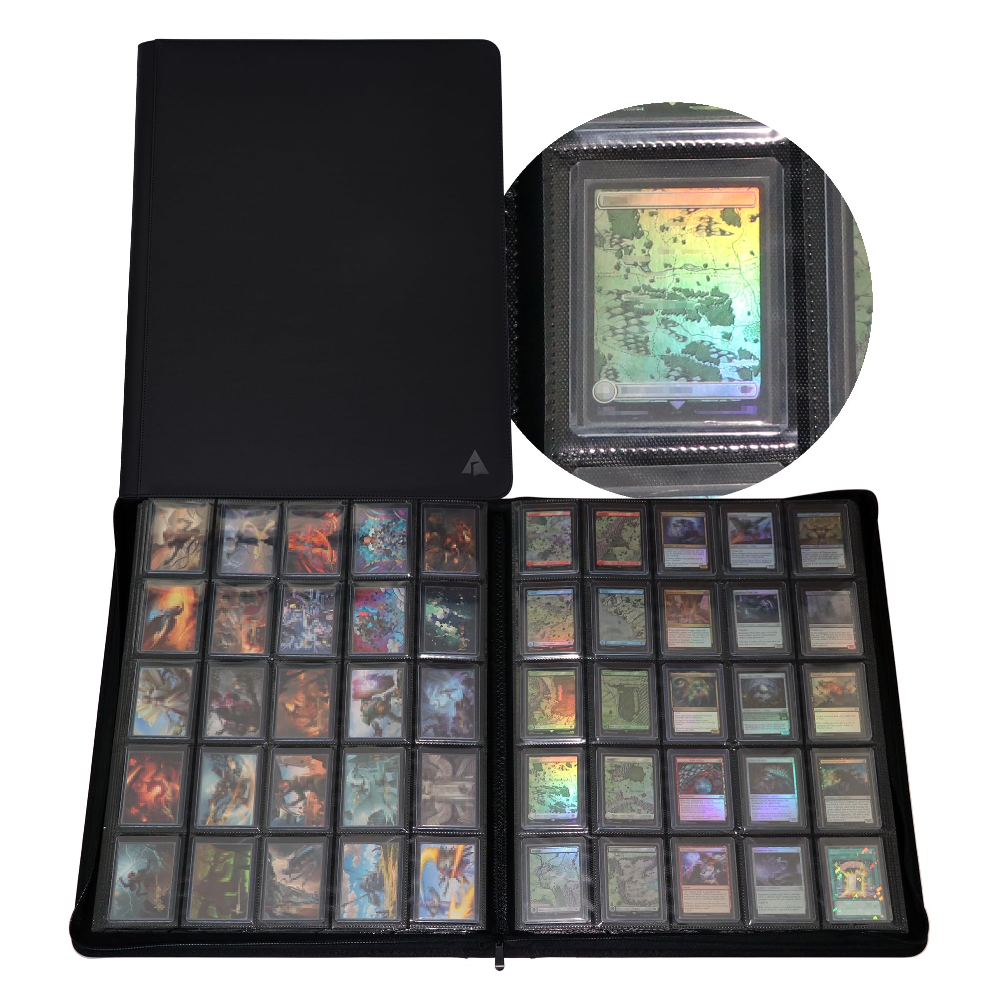 Carpeta de carga superior de 25 bolsillos, capacidad para 1000 cargadores superiores, álbum de carpetas de tarjetas de carga superior para cargadores superiores de 3 x 4 pulgadas, color negro