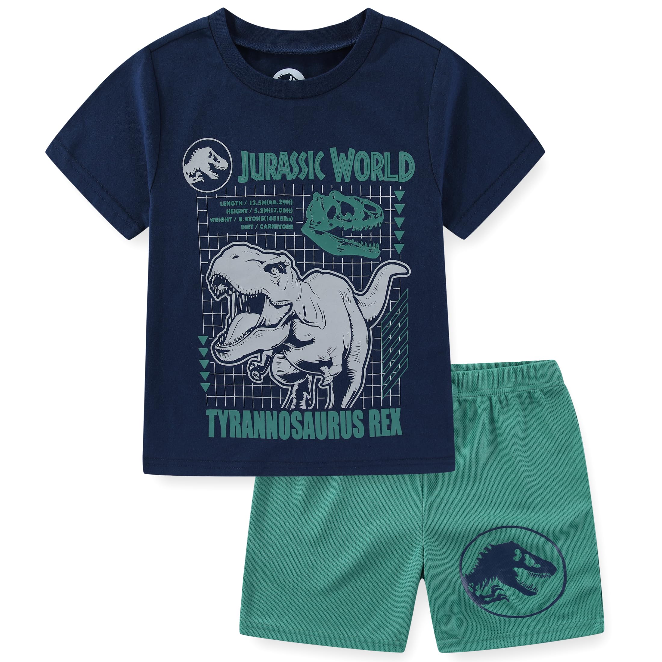 Jurassic World Boys Short Sleeve T-Shirt and Mesh Shorts 2 Piece Set for Big Kids