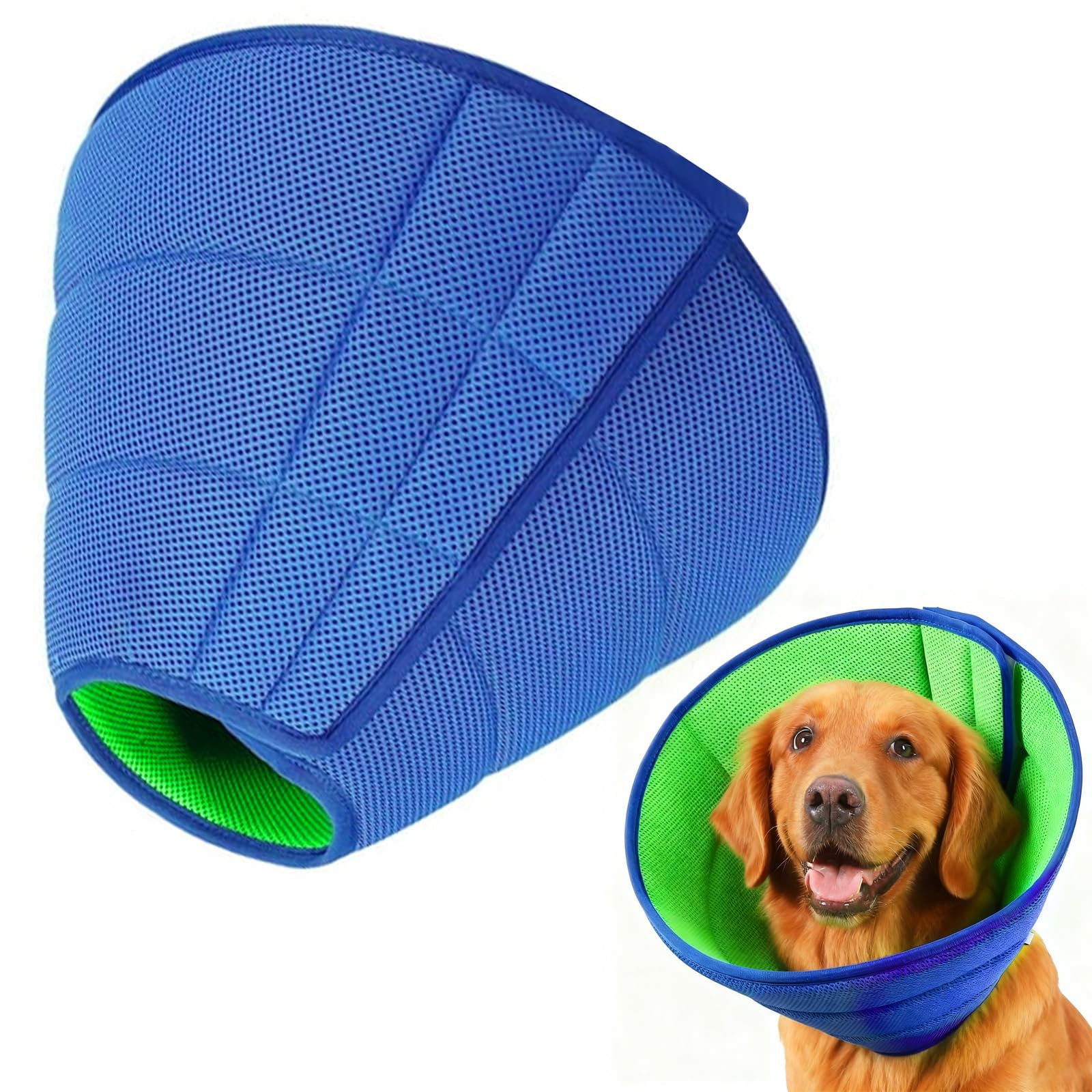 Large Dog Cone Collar,Soft Dog Cone Collar for Dogs After Surgery,Adjustable Neck Recovery Collar for Pets,Prevent Licking with Dogs Bath Brush for Small Pet with Soft Protect Edge (Blue, XL)