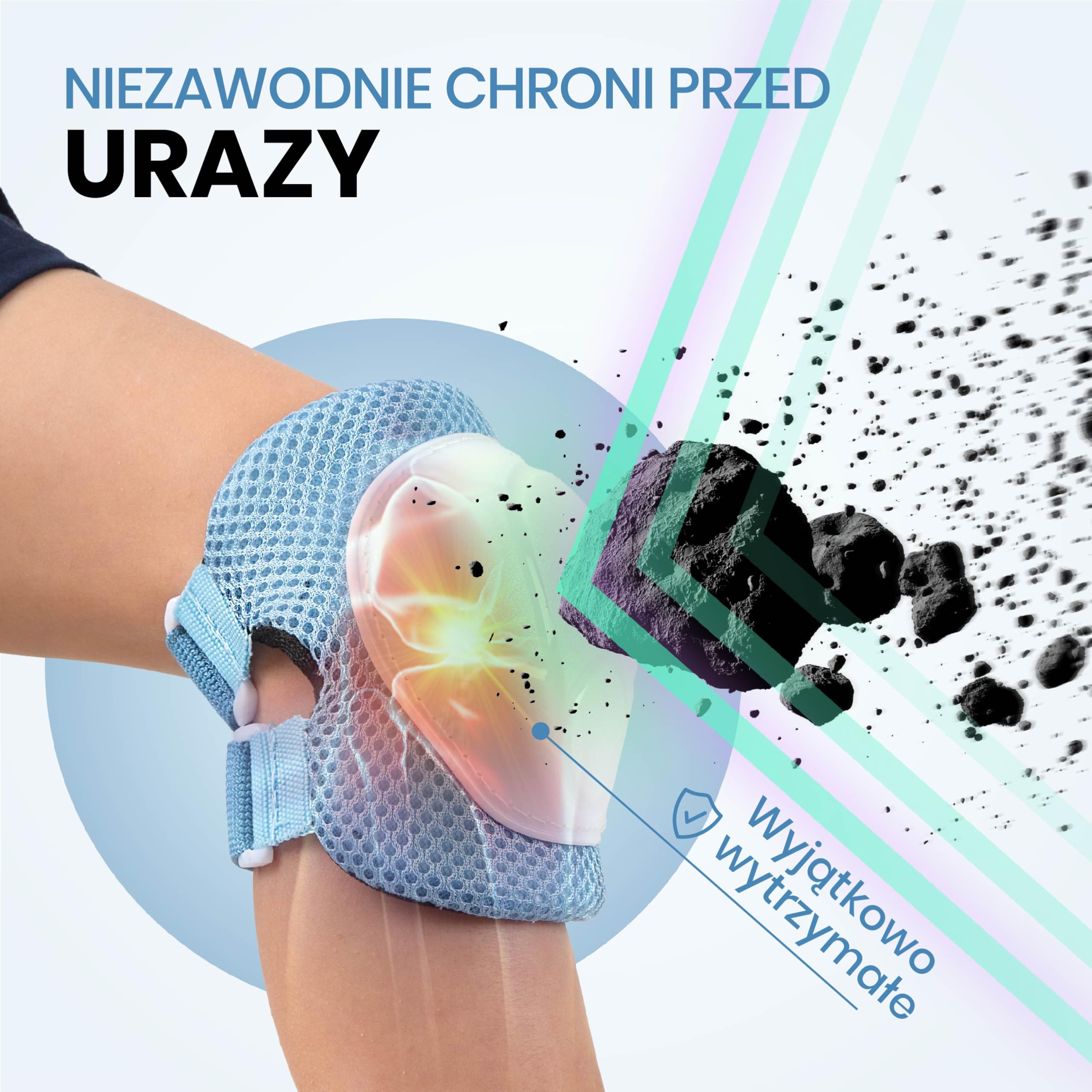 99FLIPS FLASH Jasnoniebieskie Ochraniacze na Rolki dla Dzieci od 3 lat XS Zestaw 6 el z Certyfikatem GS TÜV Rheinland Nakolanniki i Nałokietniki Dziecięce