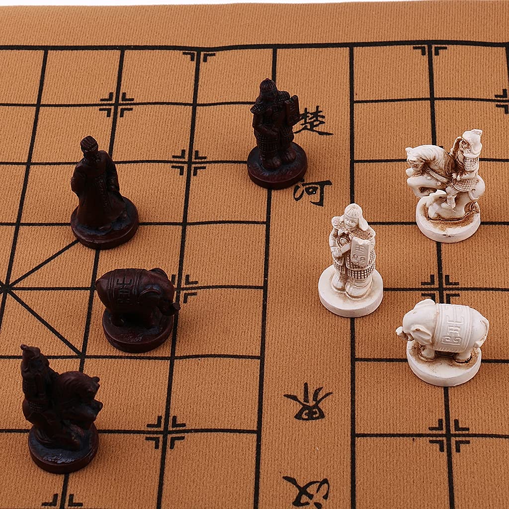 ZAW Schach Tragbare Vintage Chinesische traditionelle Schachharz-Terradotta-Armee-Ches-Stücke Handbild Sammlerstücke Geschenk Chess (Größe : A Set)