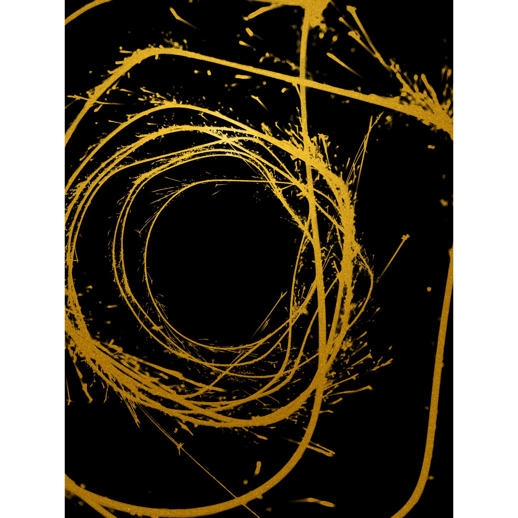 Artery8 Gold Effect Yellow Black Paint Splat Wire Abstract Large Wall Art Poster Print Thick Paper 18X24 Inch