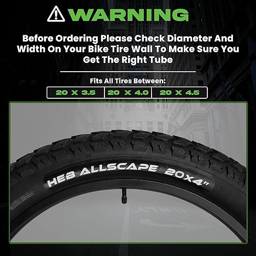 Miniatura 4 de HEB - Tubo de bicicleta de servicio pesado para neumáticos Ebike - Tubo interior resistente a pinchazos para neumático de bicicleta de 20 x 4 26 x