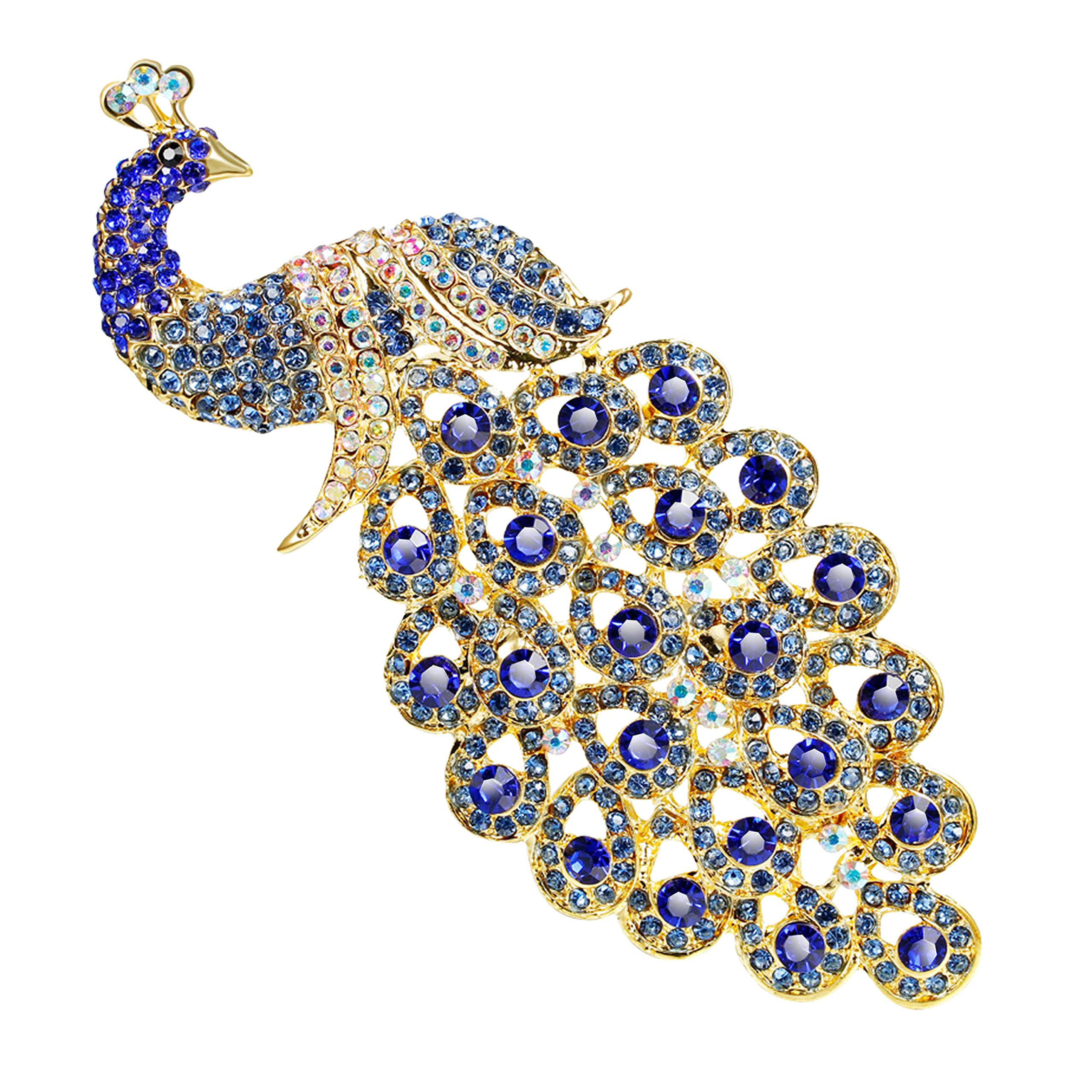 KristLandDelicate Large Peacock Animal Brooch Lapel Pin Dainty Rhinestone Brooch Costume Jewelry Accessories for Scarf Corsage