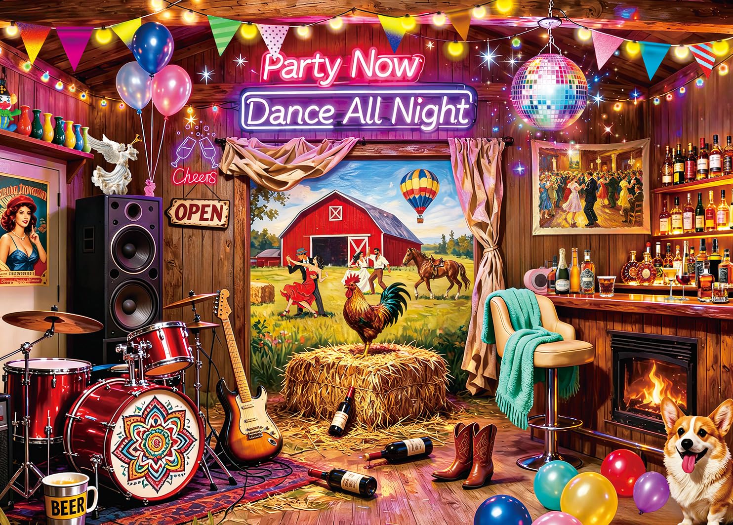 Puzzles 1000 Pieces for Adults jigsaw puzzles for adults-Fun Farm Dance Hall-1000 Piece Puzzle Classic Educational Games Beautiful Decoration Puzzle — image 1