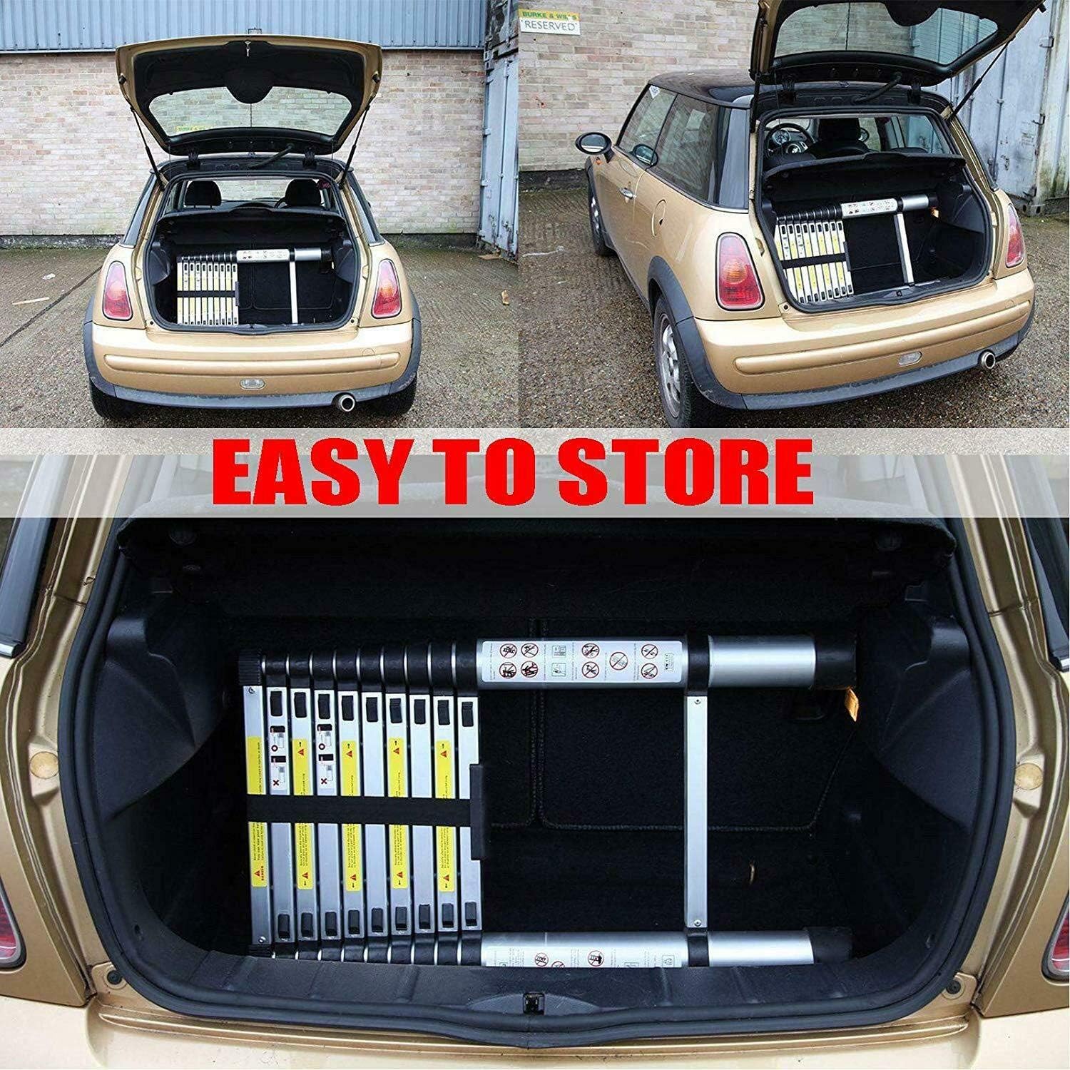 SIKY telescopic ladder stored in a car trunk