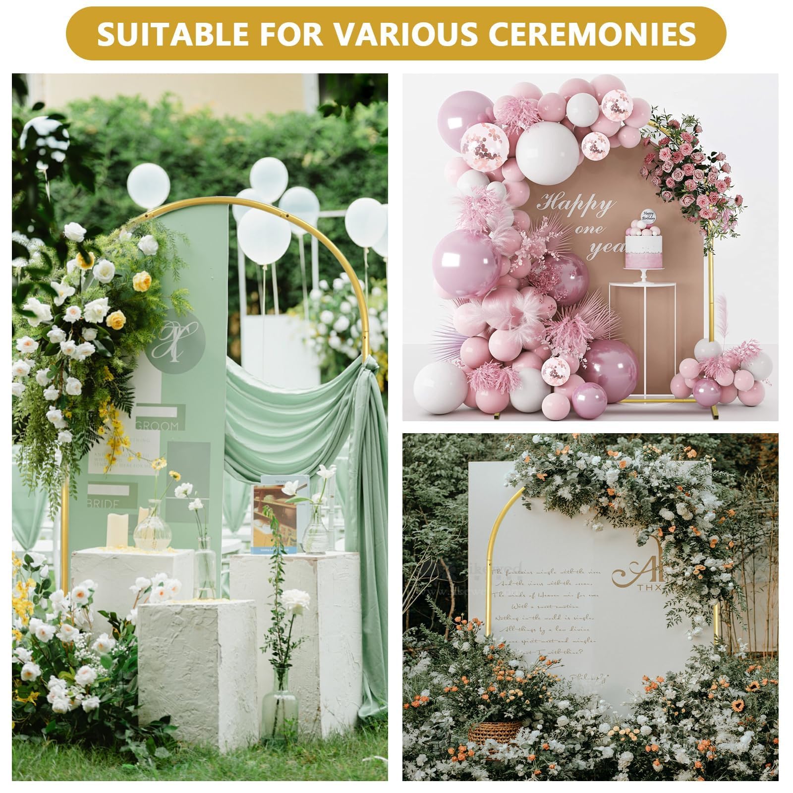 1.8Mx0.8M Arche de Mariage, Support en Métal | Arche Backdrop Stand Pour Mariage, Anniversaire, Fête, Remise de Diplôme, Anniversaire, Décoration de Fond de Studio