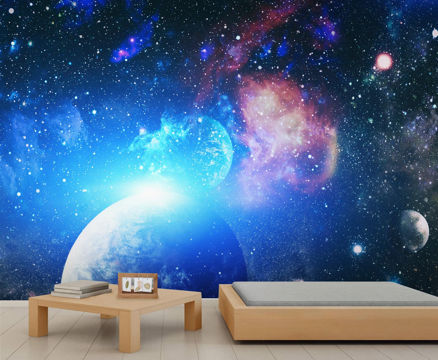 Qdjkbl Women's Milky Way Starry Sky 3D Space Mural Wall Murals Space Theme Murals For Bedroom Cosmic Nebula 3D Photo Wallpaper For Living Room Bathroom Sofa Wall 300 X 210 Cm