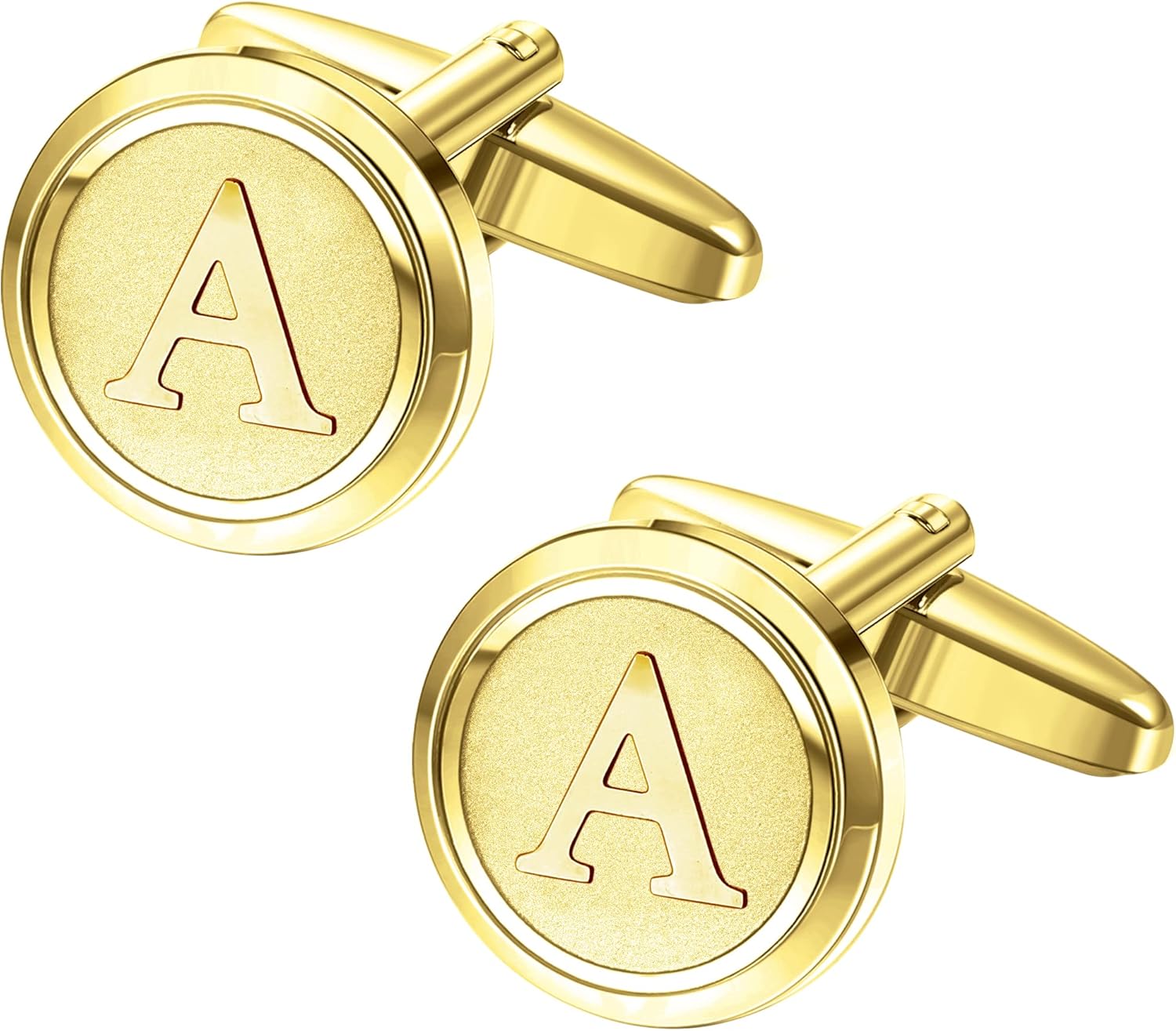 LOYALLOOK Initial Gold Cufflinks for Men Gold Cuff Links Personalized Copper CuffLinks Letter Cufflinks Gift for Groom Husband Father - Amazon product rated Grade B
