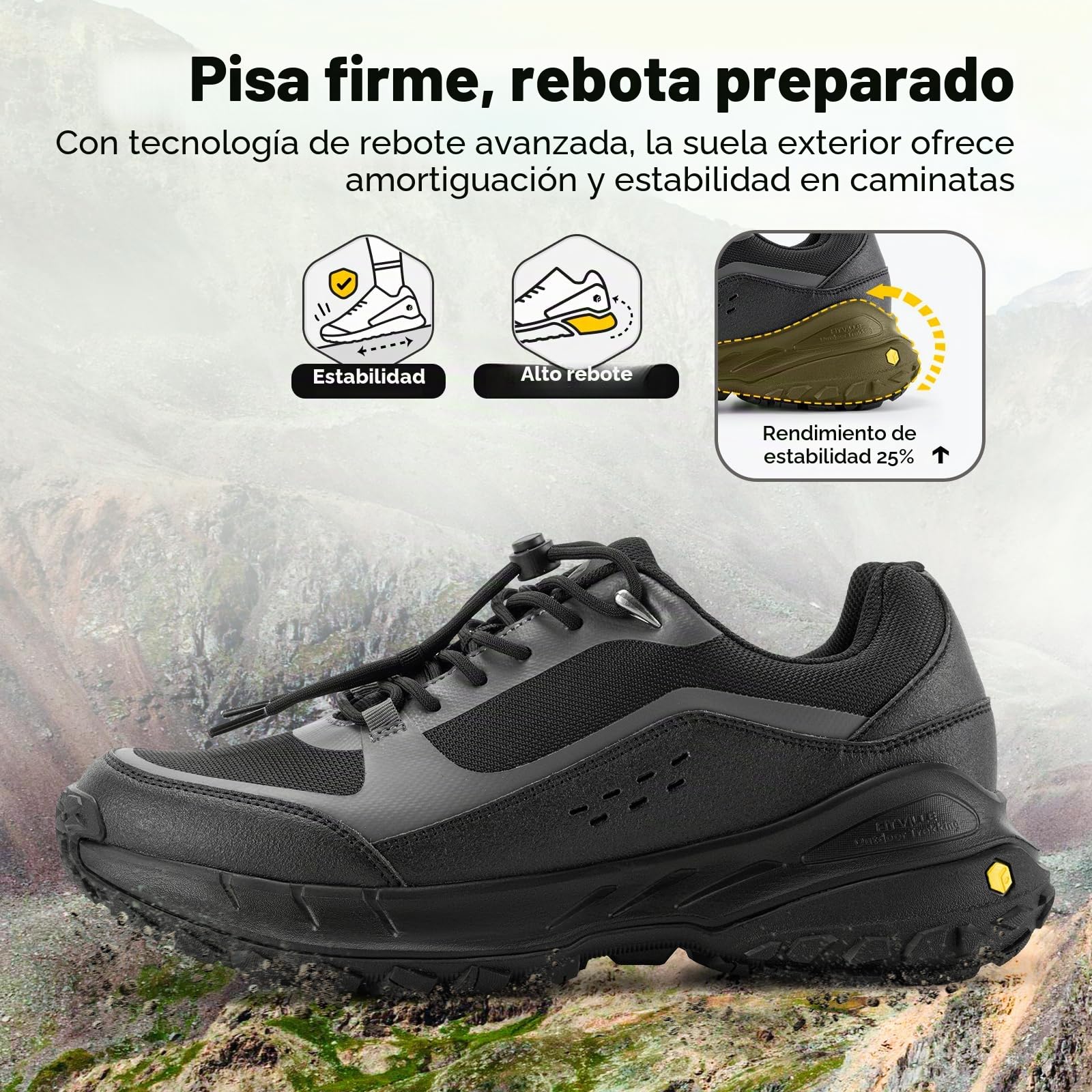 FitVille Zapatillas de Senderismo Extra Anchos para Hombre Zapatos de Trekking Antideslizantes Zapatillas Deportivas Transpirable para Exteriores Montaña Caminar